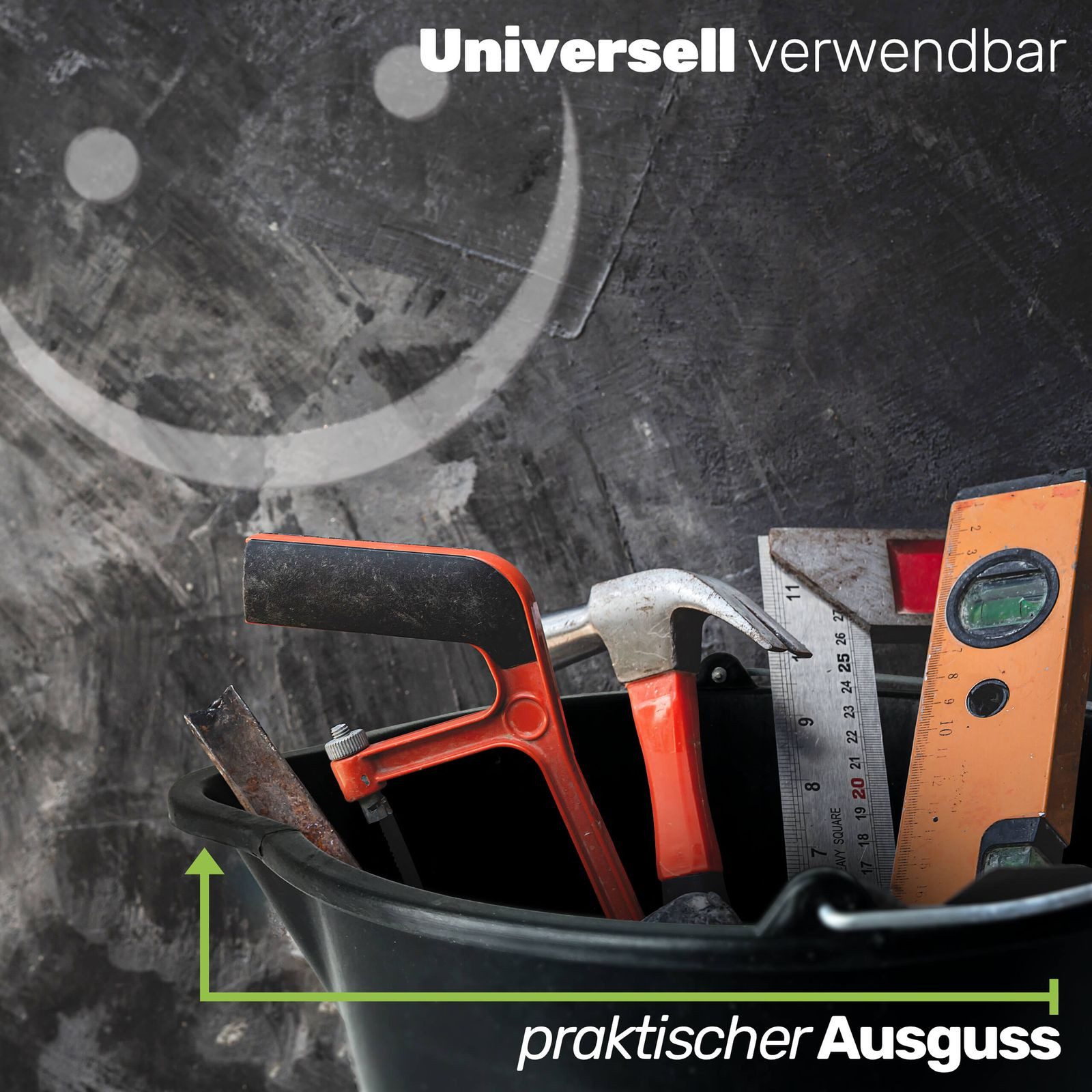 Gravidus Baueimer Baueimer 12 Liter mit Ausguss und Skala, (1-tlg)