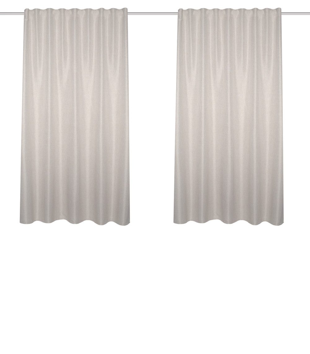 HOME WOHNIDEEN Vorhang 055980 2er-Set - Kombibandschal OXFORD - Uni, Dekostoff Leinenstruktur (2 St), abdunkelnd, 100% Polyester