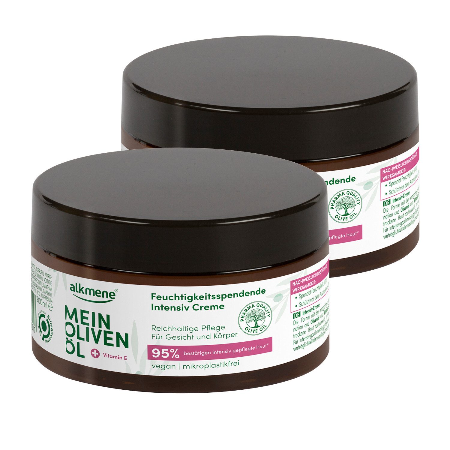 alkmene Feuchtigkeitscreme Intensiv Hautcreme trockene Haut 400 ml, Olivenöl, Männer & Frauen, 2-tlg.