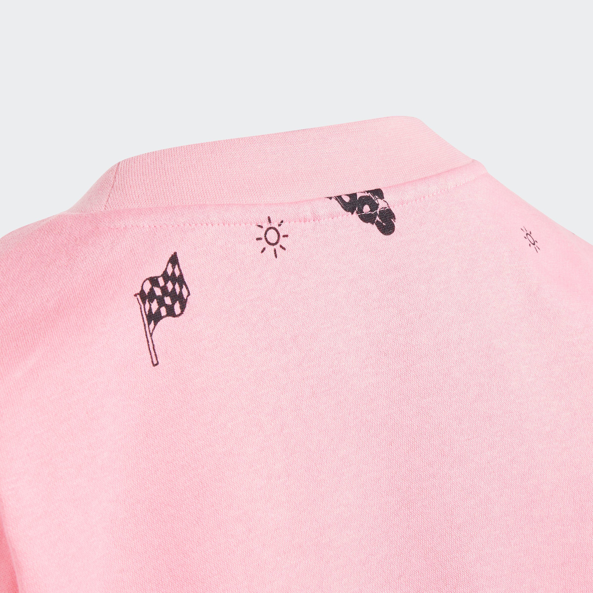 adidas ALLOVER Sweatshirt KIDS Black / Sportswear Pink LOVE Bliss PRINT BRAND