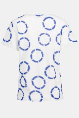 Gina Laura Rundhalsshirt T-Shirt Ajour-Stickerei Boxy-Schnitt Rundhals