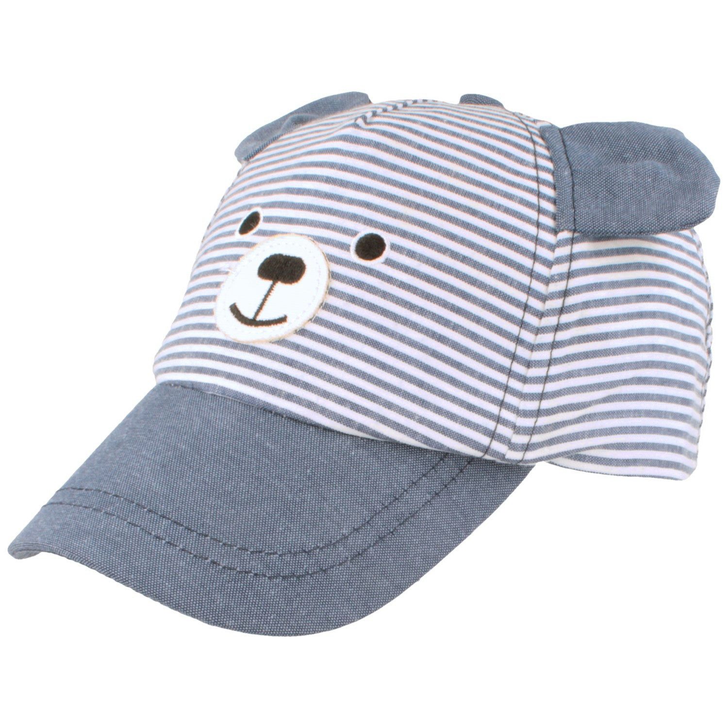 Breiter Schiebermütze Kinder Sommer Cap im Bären-Look aus Baumwolle mit UV Schutz 50+