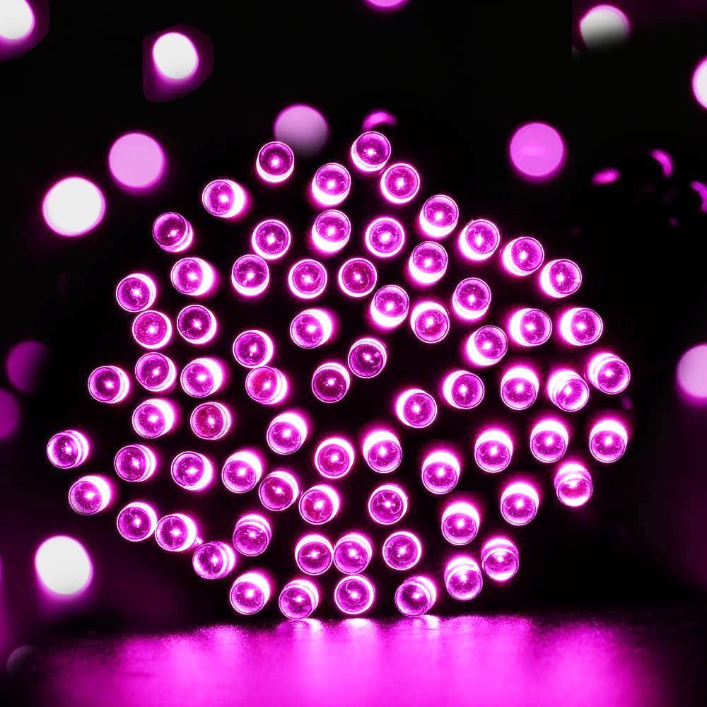 Rosnek LED-Lichterkette 10-100M, 8 Blau Rosa für Weihnachten Party Lila wasserdicht, Modi, Deko; Rot Urlaub, Grün Hochzeit Pink