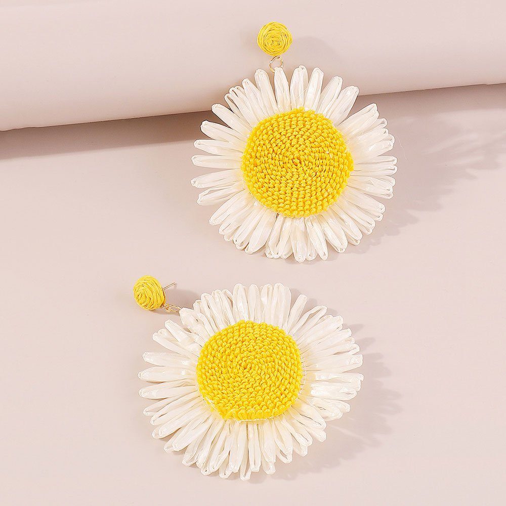 AUzzO~ Paar Ohrhänger Paar Ohrringe Damenschmuck Blumen-Ohrringe Holiday im Bohemian-Stil Gelb