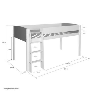 Homestyle4u Hochbett Spielbett Kinderbett 90x200 massiv