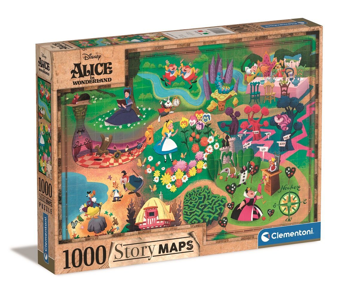 Clementoni® Puzzle Alice im Wunderland Story Maps Puzzle, 1000 Puzzleteile