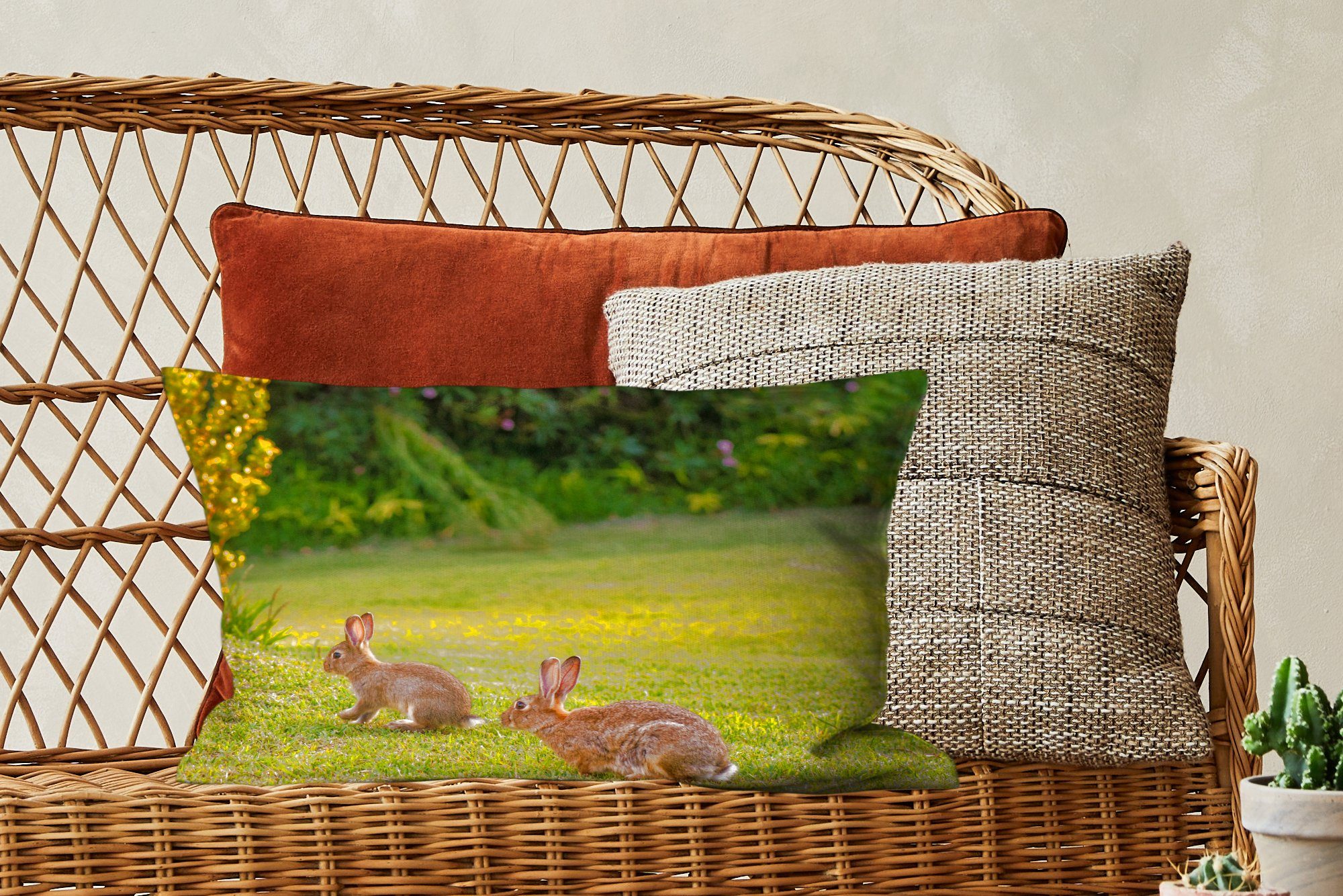 Schlafzimmer Tiere, - Dekokissen Kaninchen Wild Zierkissen, - MuchoWow Füllung, mit Wohzimmer Dekokissen Dekoration,