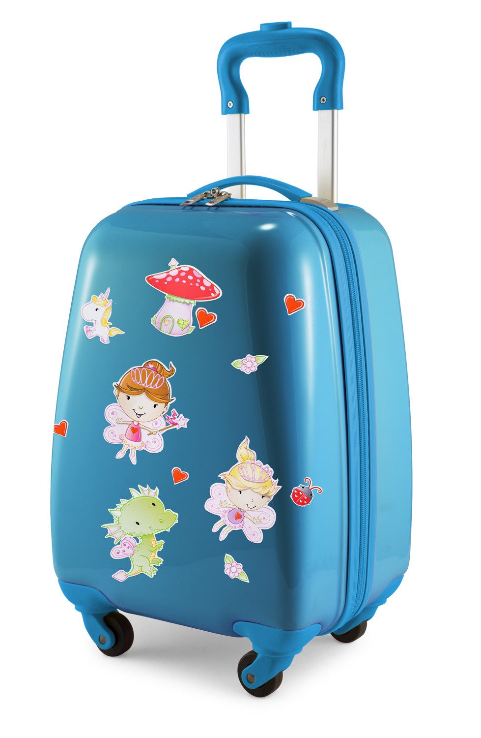 Hauptstadtkoffer Handgepäckkoffer, 4 Rollen, Kindertrolley mit Feenaufklebern, ABS/PC