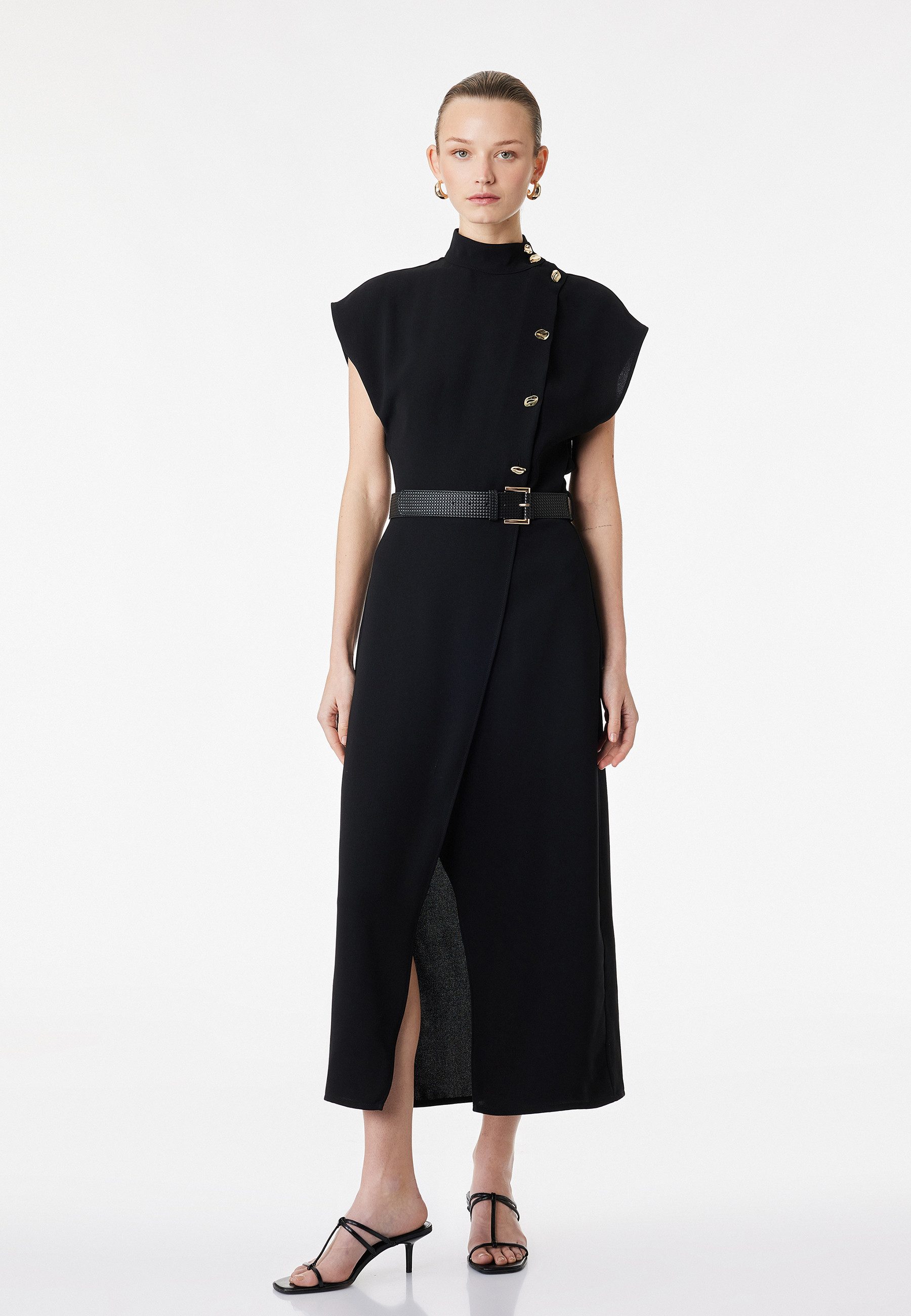 Koton Badekleid Mit Metall-Accessoires Umschlag Midikleid