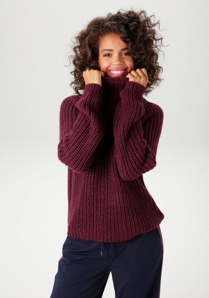 Aniston CASUAL Strickpullover mit Rollkante am Stehkragen