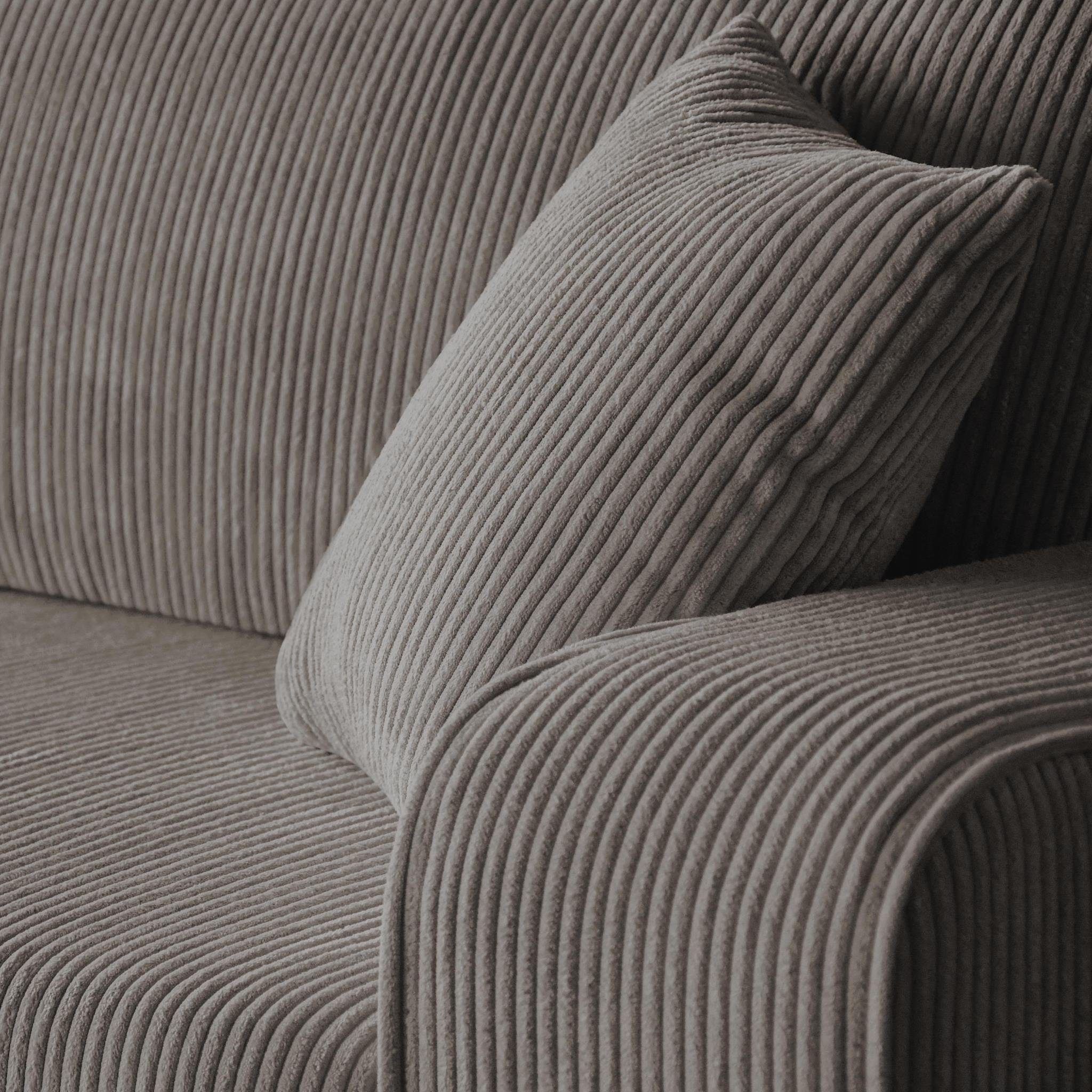 Cappucino breite PRIMO, 02) Beautysofa (poso Design Schlafsofa Armlehnen Sofa, Bettkasten, Schlaffunktion, Wellenfedern, modernes
