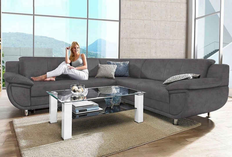 TRENDMANUFAKTUR Ecksofa Rondo, wahlweise mit Bettfunktion, mit extra breiten Armlehnen, L-Form