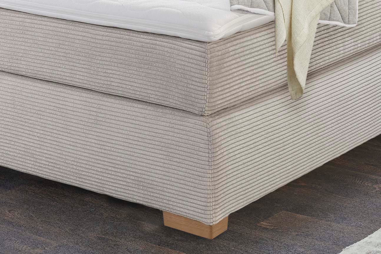 Jockenhöfer Gruppe Boxspringbett ROMY inkl. 7-Zonen-TTFK-Matratze H3, mit Kaltschaumtopper, Cordstoff, Echtholzfüße, 140/180 cm x 200 cm – Bild 4 von 5