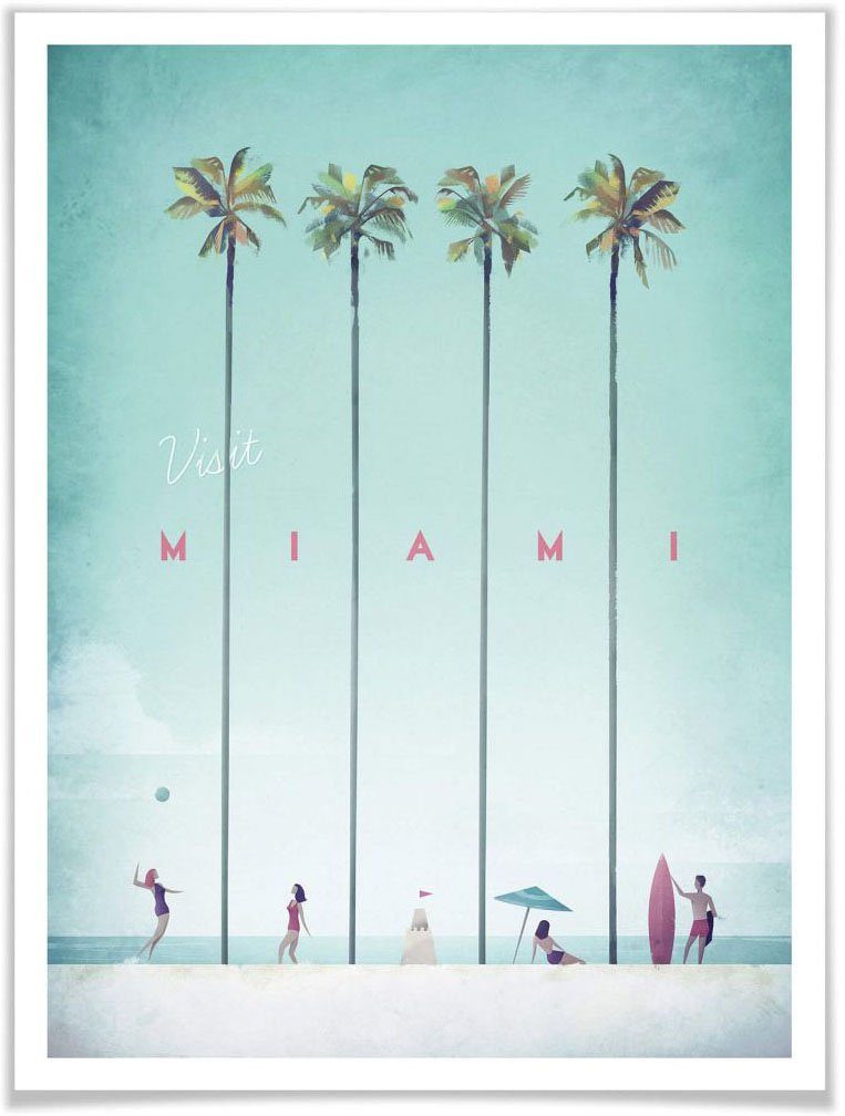 Strand, Wandposter Bild, Strand Miami (1 Urlaub Wandbild, St), Poster, Poster Palmen Wall-Art