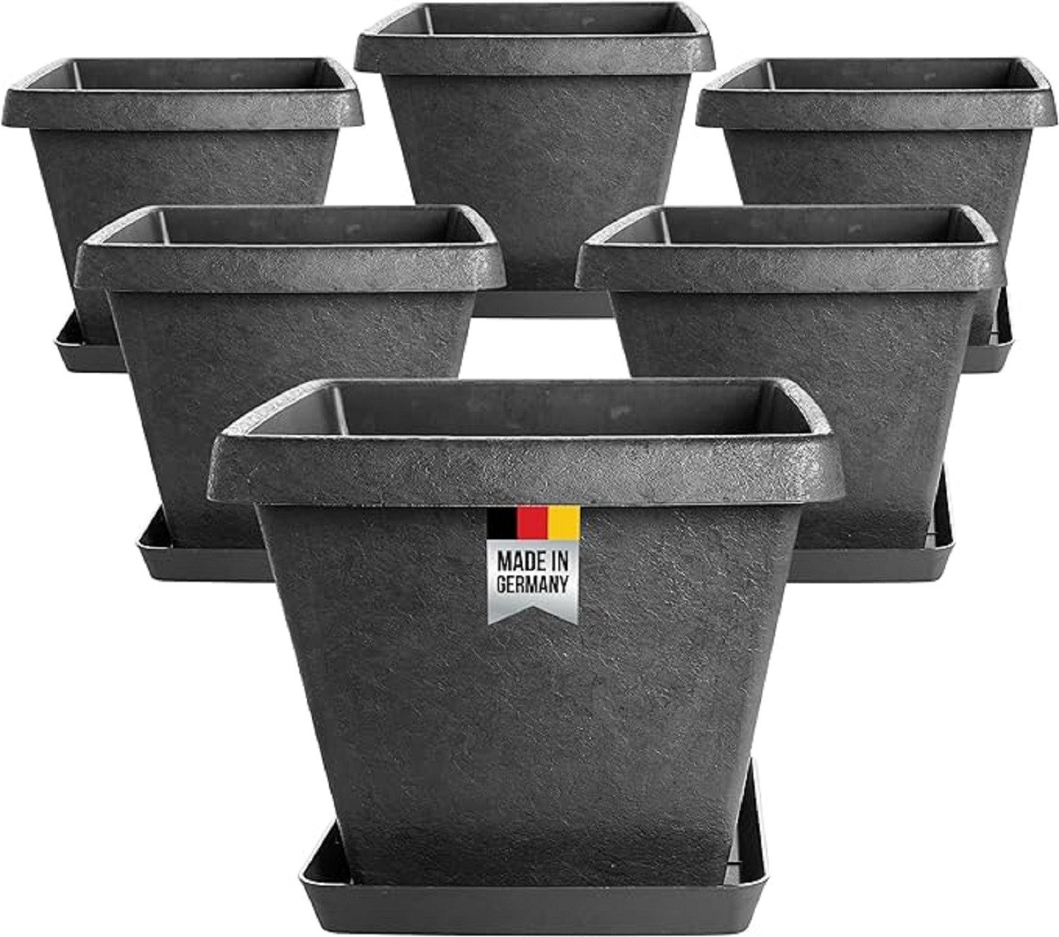 SUSTANIA Blumentopf Premium Pflanztopf Groß mit Untersetzern (6er Set