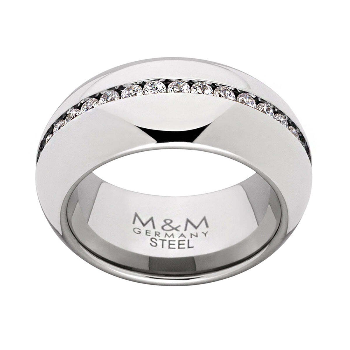M&M Fingerring Memoire Ring Damen silber breit (10 mm) (1-tlg), mit Steinen  Zirkonia "ModernGlam", deutsche Qualität, inkl. edles Schmucketui