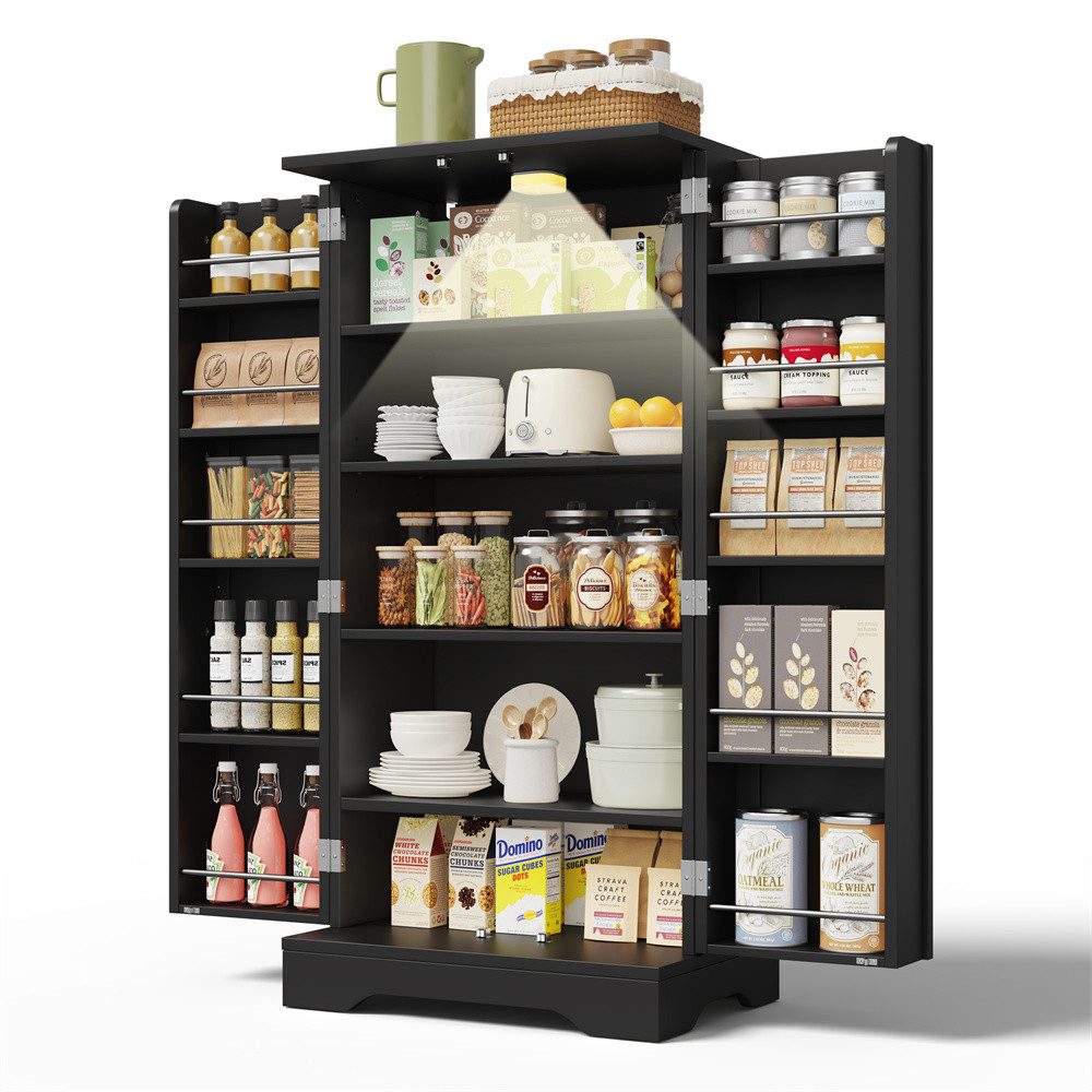 OKWISH Sideboard Modernes Küchenschrank (mit LED-Sensorlicht – großer 2-türiger Aufbewahrungsschrank, 1 St., 120x60x40xcm), ideal für Küche & Wohnzimmer
