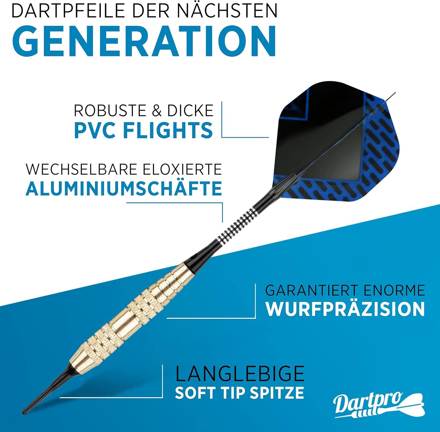DartPro Dartscheibe elektronisch - für Profis -, (129 teiliges Set mit 12 Dartpfeilen und Zubehör ohne Dartscheibe), 12 Pfeile für E-Dartboard – Bild 3 von 5