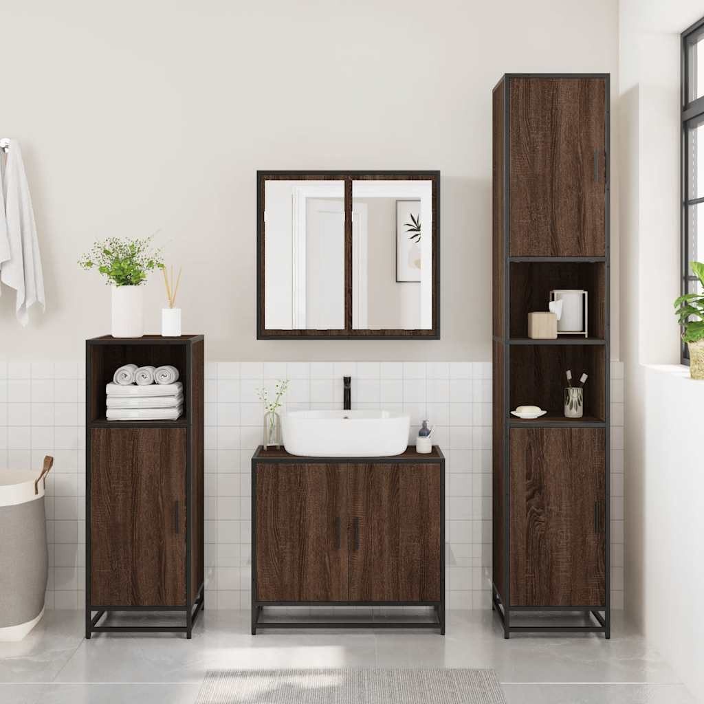 vidaXL Badezimmer-Set Badschrank Braun Eichen-Optik 35x37,5x100 günstig online kaufen