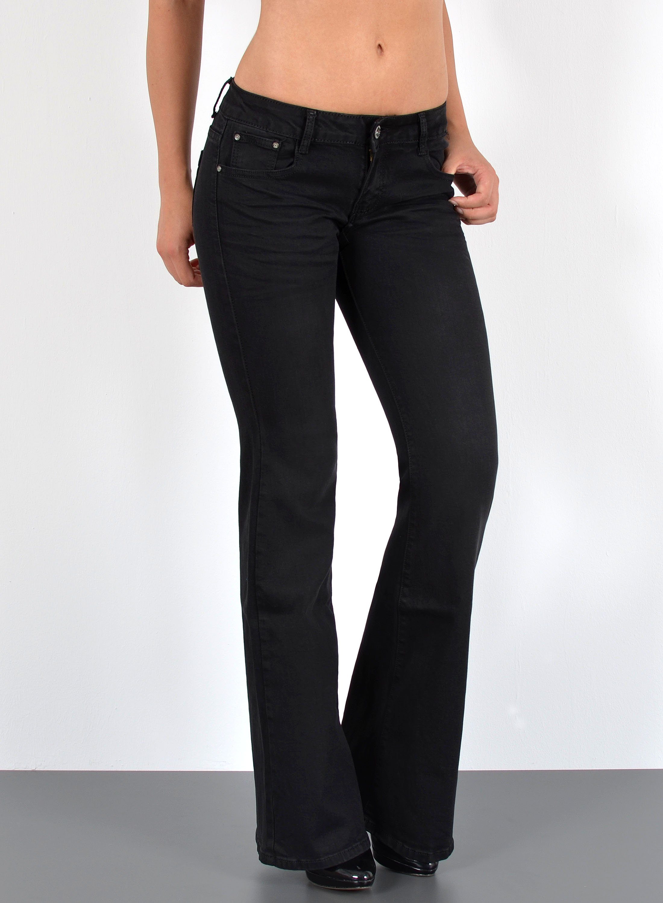 ESRA Bootcut-Jeans Schlaghose Damen Bootcut Jeans Stretch Hose mit niedrige günstig online kaufen