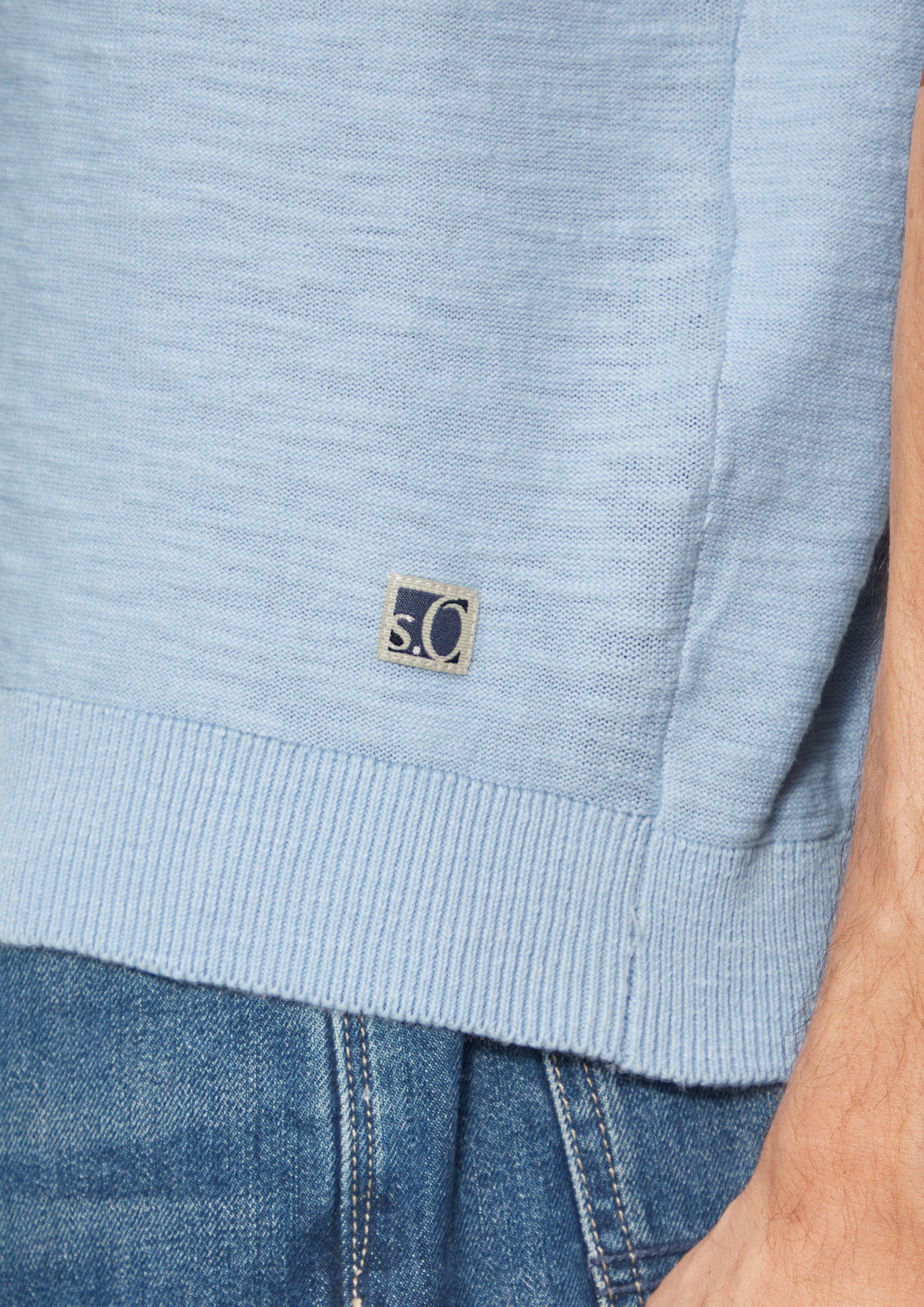 s.Oliver Strickpullover Gestricktes Poloshirt mit Flammgarnstruktur günstig online kaufen