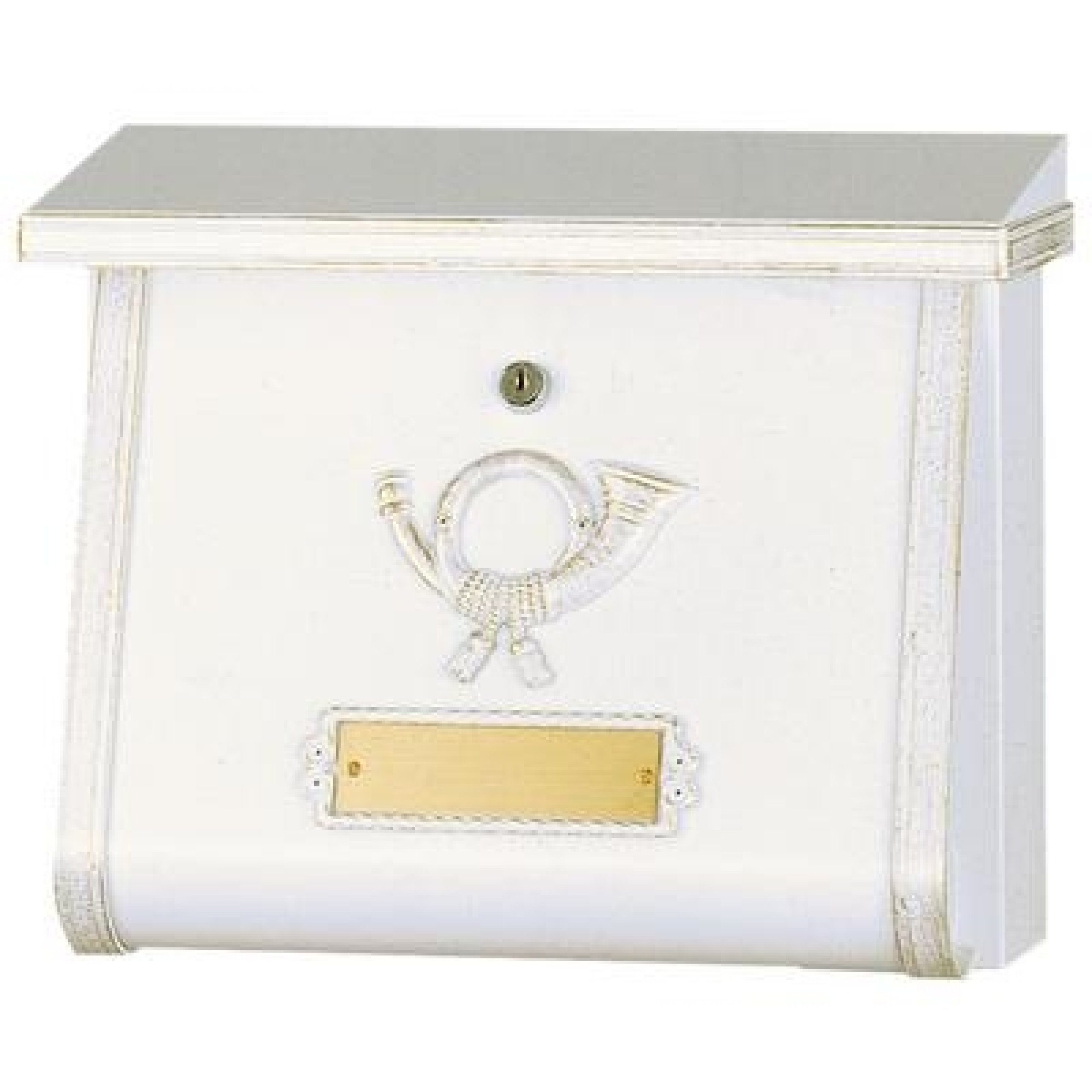 Heibi Metall Briefkasten Heibi Briefkasten MULTI mit Zeitungsfach Antik-Stil Stahl weiß-gold