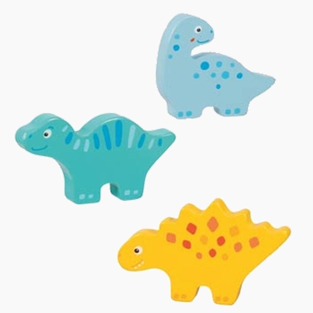 goki Steckpuzzle Einlegepuzzle Dinosaurier, 7 Puzzleteile, Farbenfrohe Holzpuzzles für kleine Entdecker