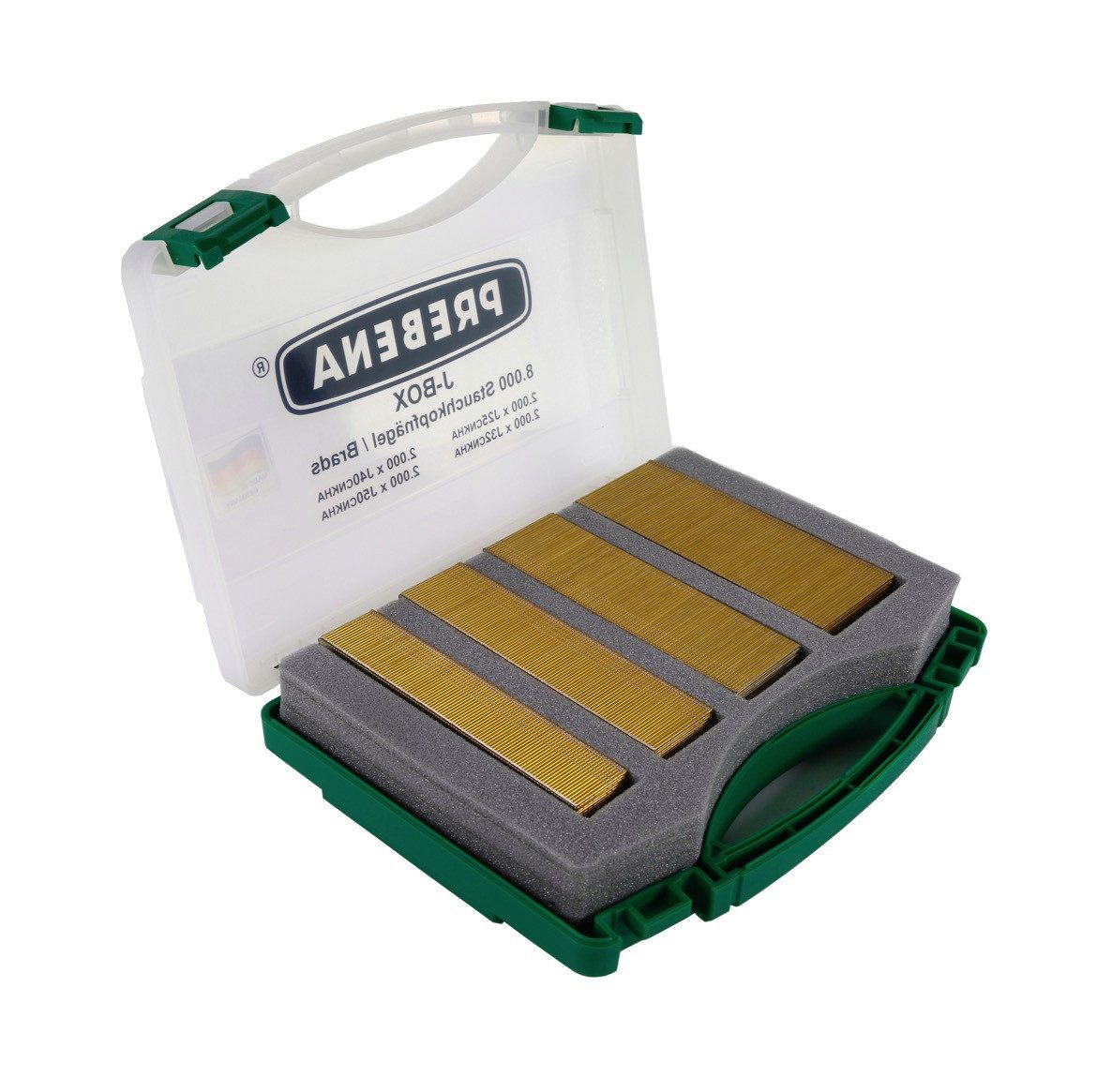 Prebena Nagel J-BOX CNKHA Stauchkopfnägel Brads Typ J aus Stahl verzinkt geharzt ga