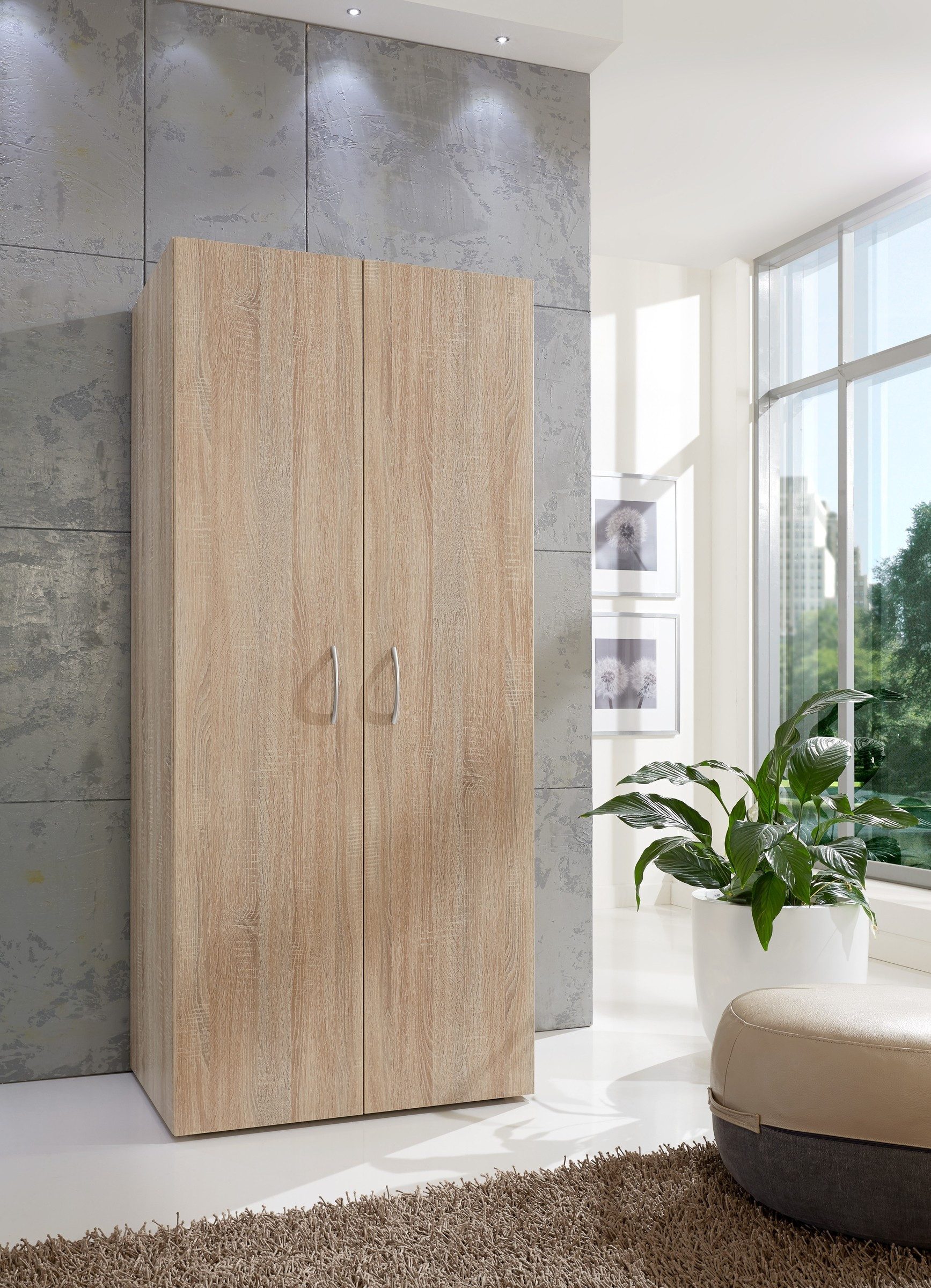Wimex Mehrzweckschrank in EICHE SAEGERAU-NACHBILDUNG mit 2 Türen und 6 Einlegeböden (BxH: 80x185 cm)