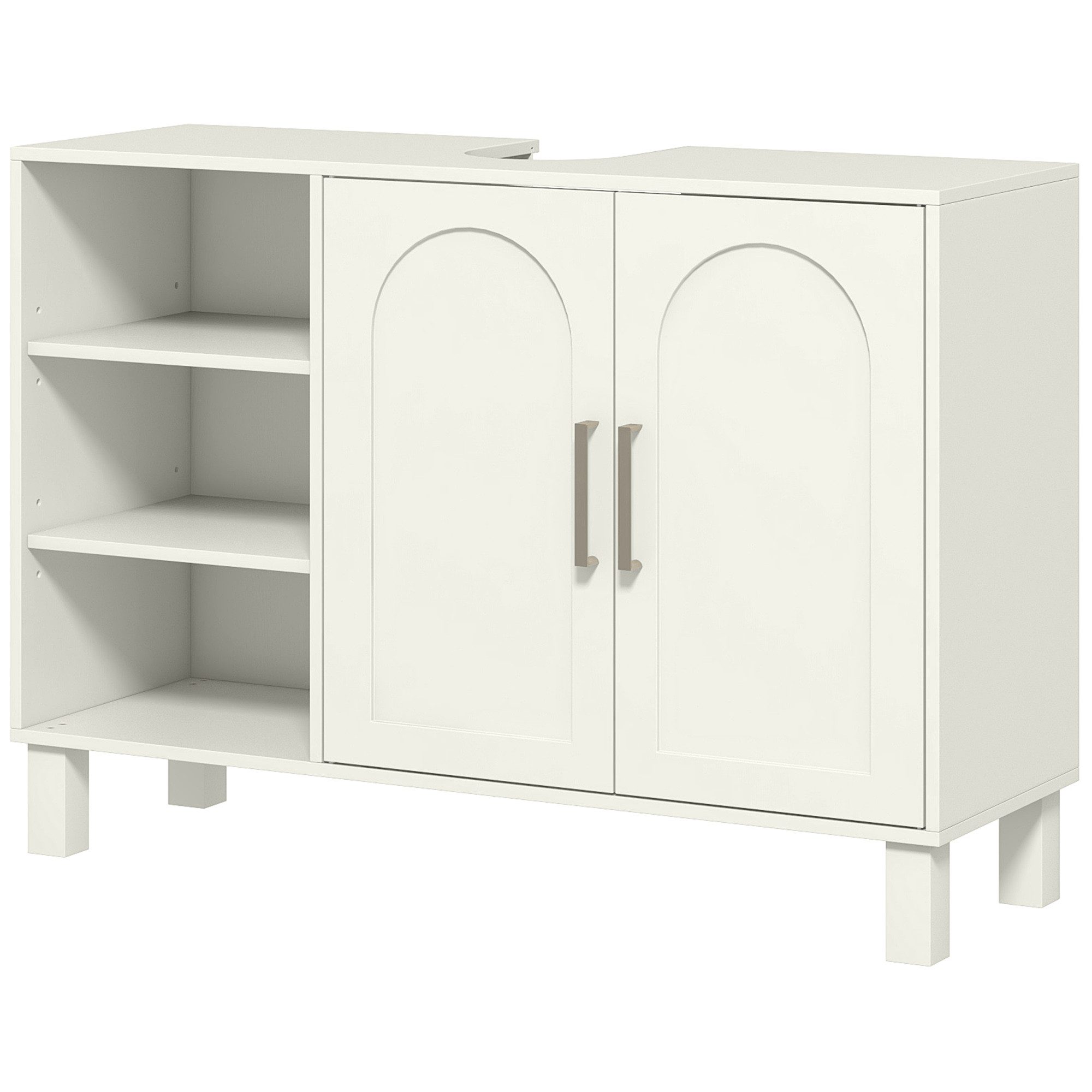 MC Star Waschbeckenunterschrank Waschbeckenunterschrank Modern 2 Türen Regale 90x30x63 cm Creme