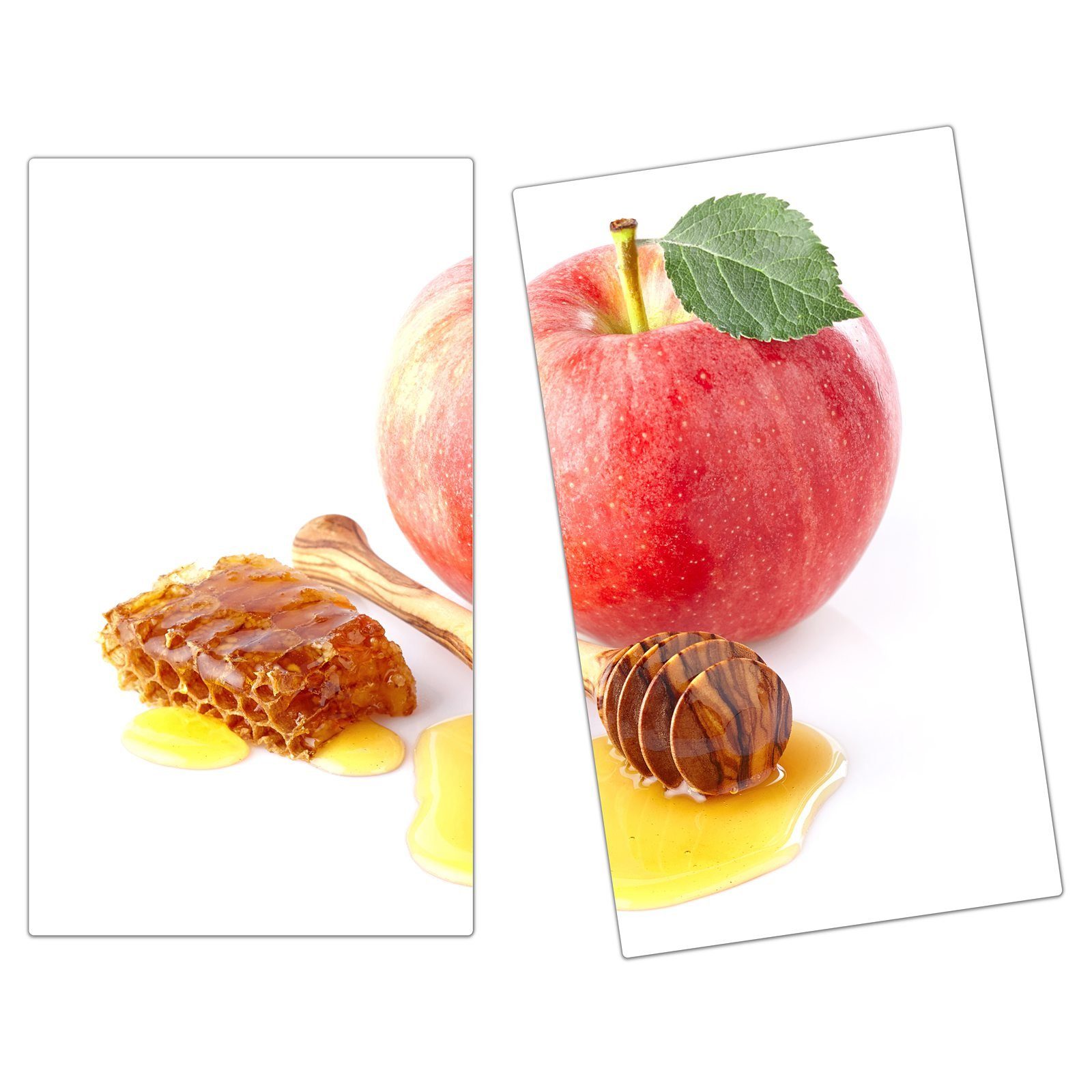 Primedeco Herd-Abdeckplatte Honig, tlg) aus und Spritzschutz Glas Apfel Glas, Herdabdeckplatte (2
