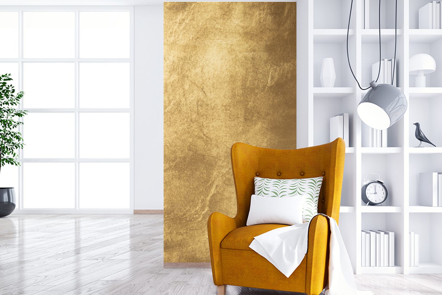 MuchoWow Fototapete Licht fällt auf eine goldene Wand, Matt, bedruckt, Vlie günstig online kaufen