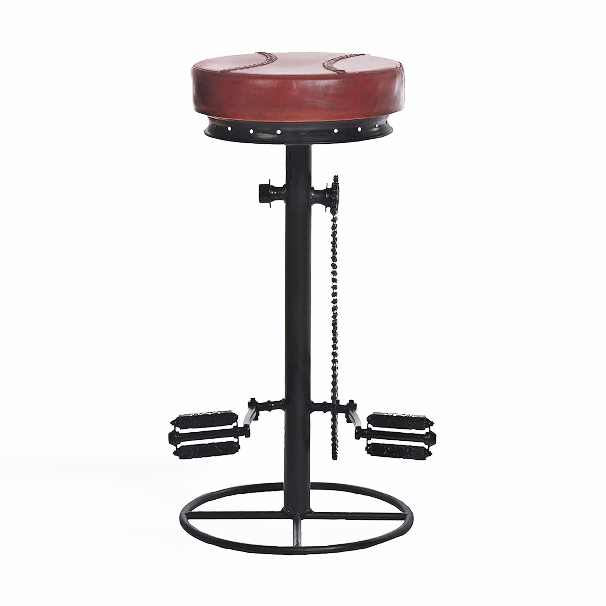 More2Home Barhocker EINRAD, Metall schwarz, Vintage Leder