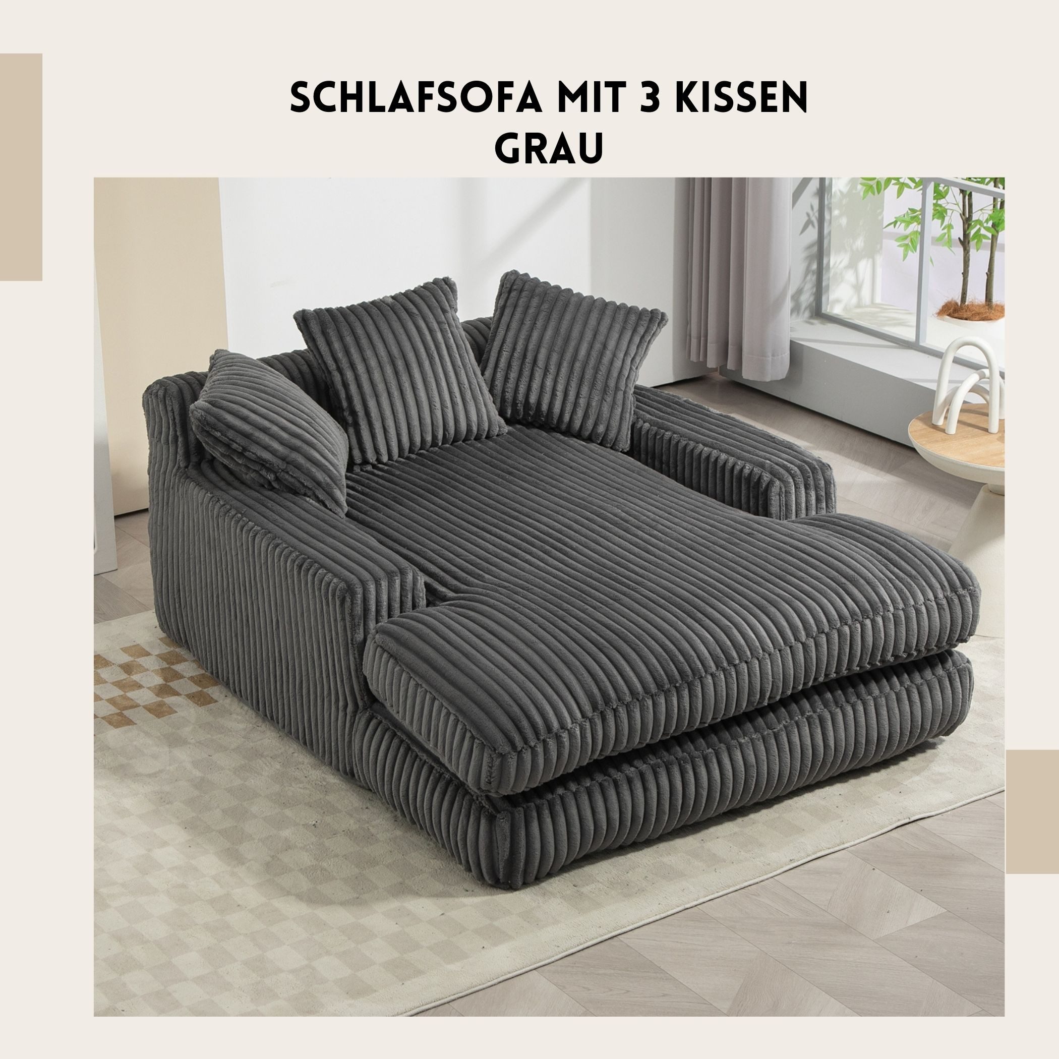 SeedWave Schlafsofa mit 3 Kissen, Cordstoff, günstig online kaufen