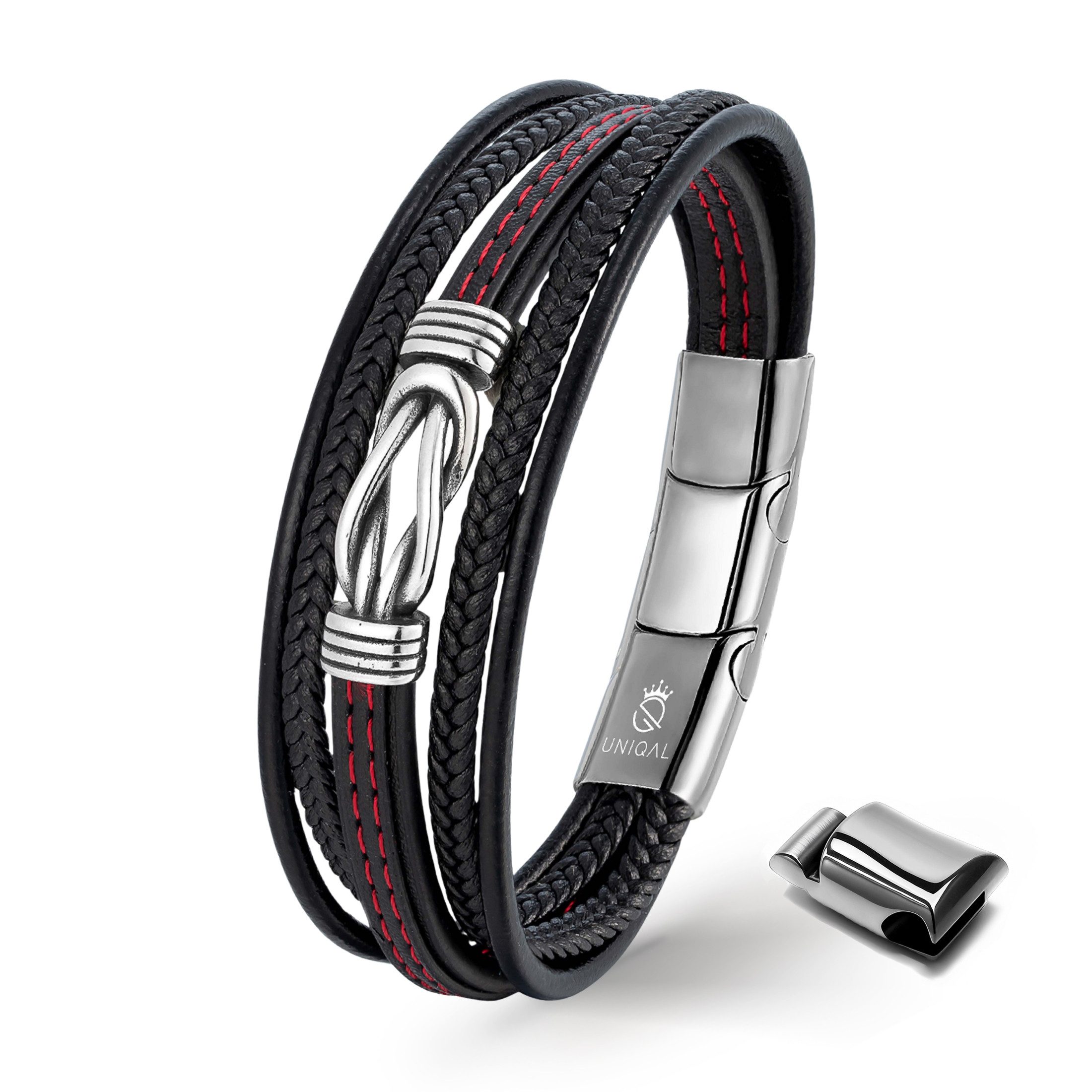 UNIQAL.de Lederarmband Unendlichkeit Leder Armband "INFINITY" Herren, geflochten (Unendlichkeitssymbol, Echtleder, Casual Style, Handgefertigt), Designed in Germany