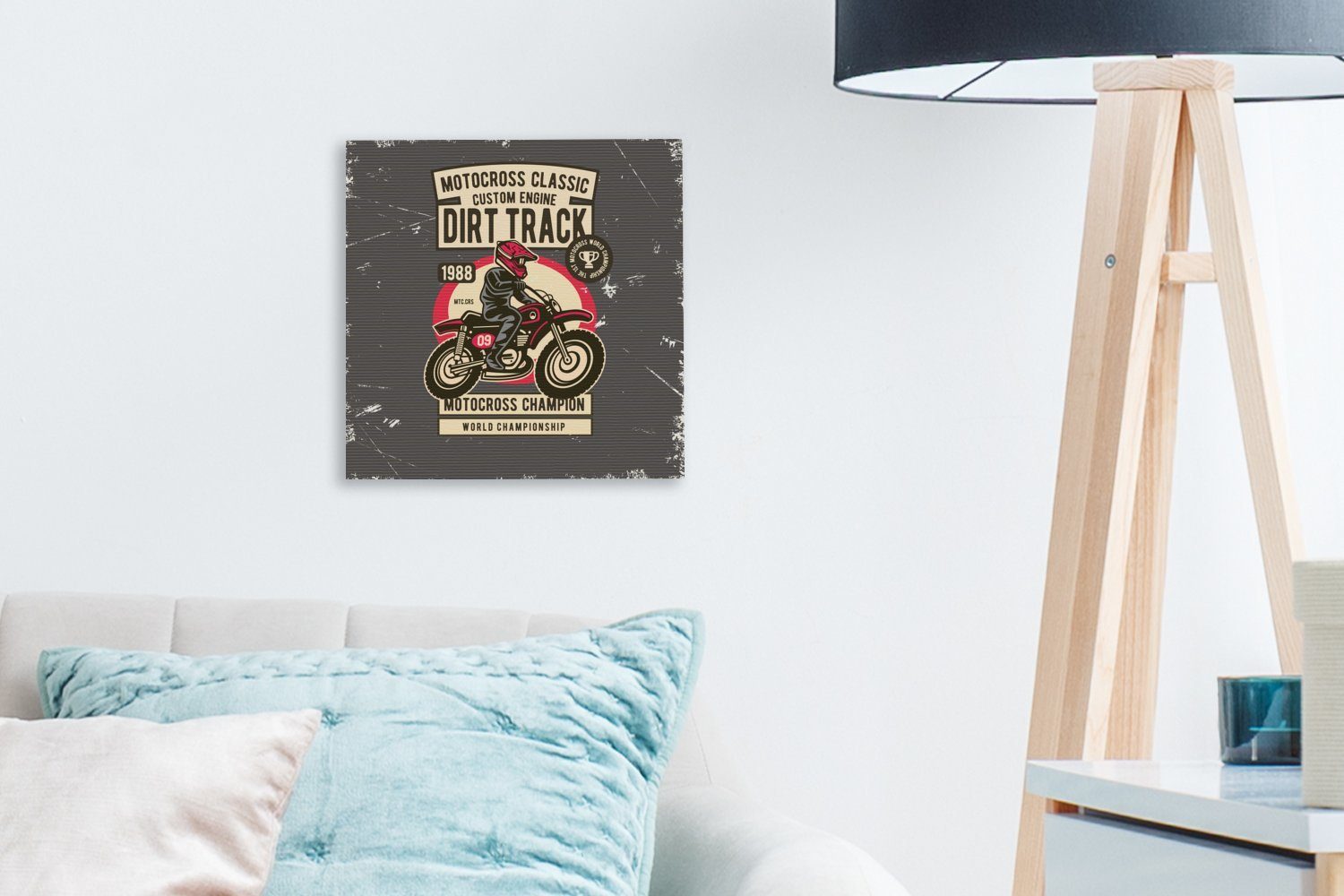 OneMillionCanvasses® Leinwandbild Motorrad - Vintage Leinwand - Schlafzimmer Grau, - für Zeichnung St), Bilder Wohnzimmer (1