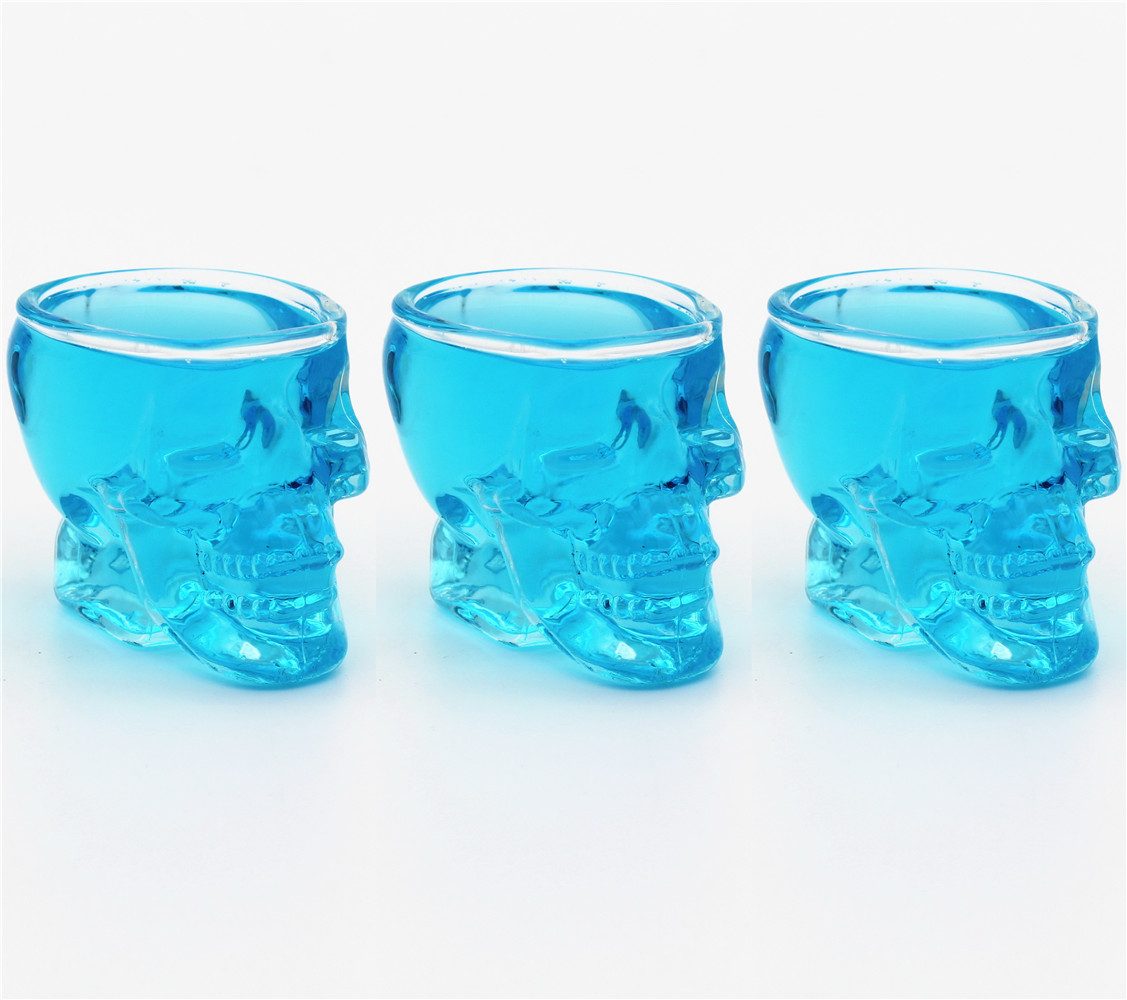 Winkee Schnapsglas Totenkopf-Form Skull, 3-tlg., Glas, ca. 7,8 x 5 x 5,5 cm, für ca. 70 ml