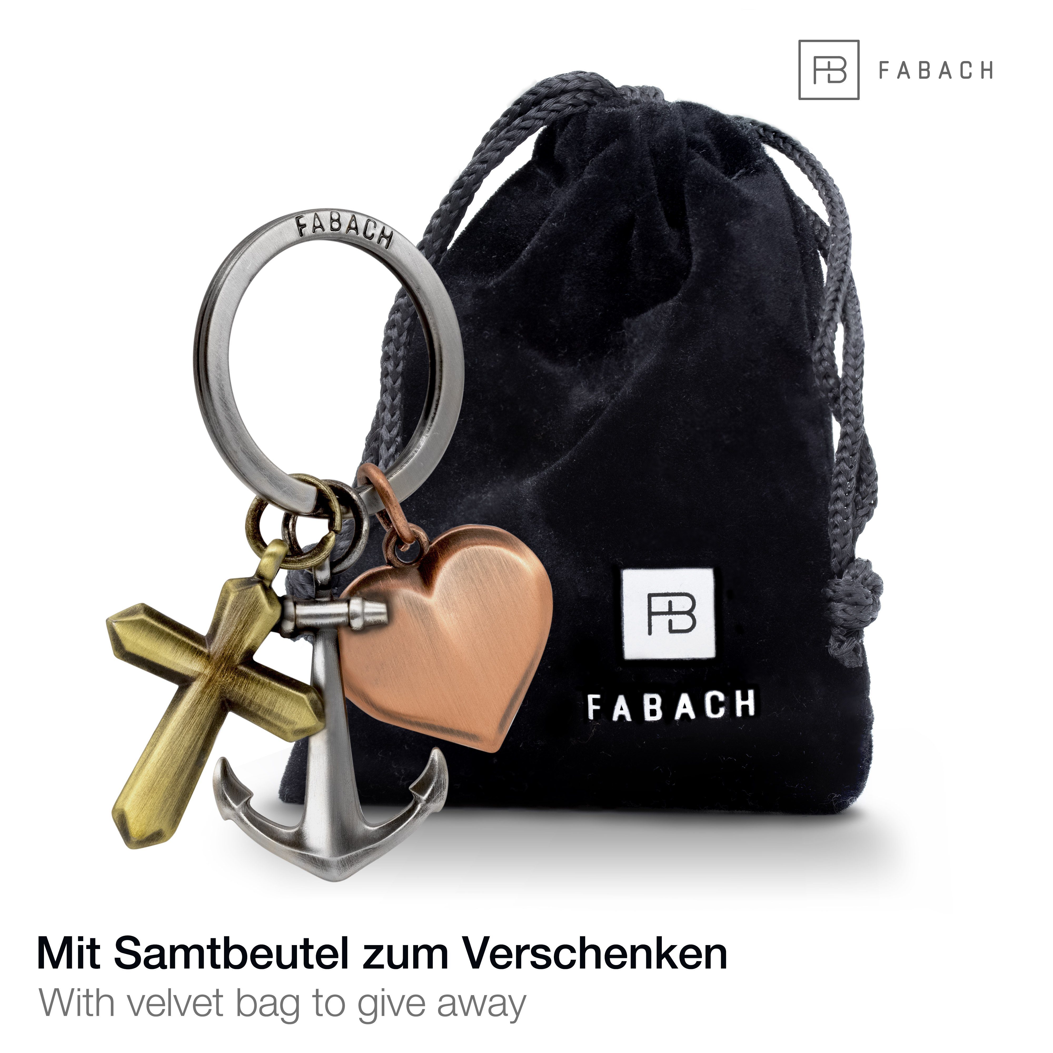 FABACH Schlüsselanhänger Glaube Liebe Hoffnung Schlüsselanhänger - Geschenk Kreuz Herz Anker