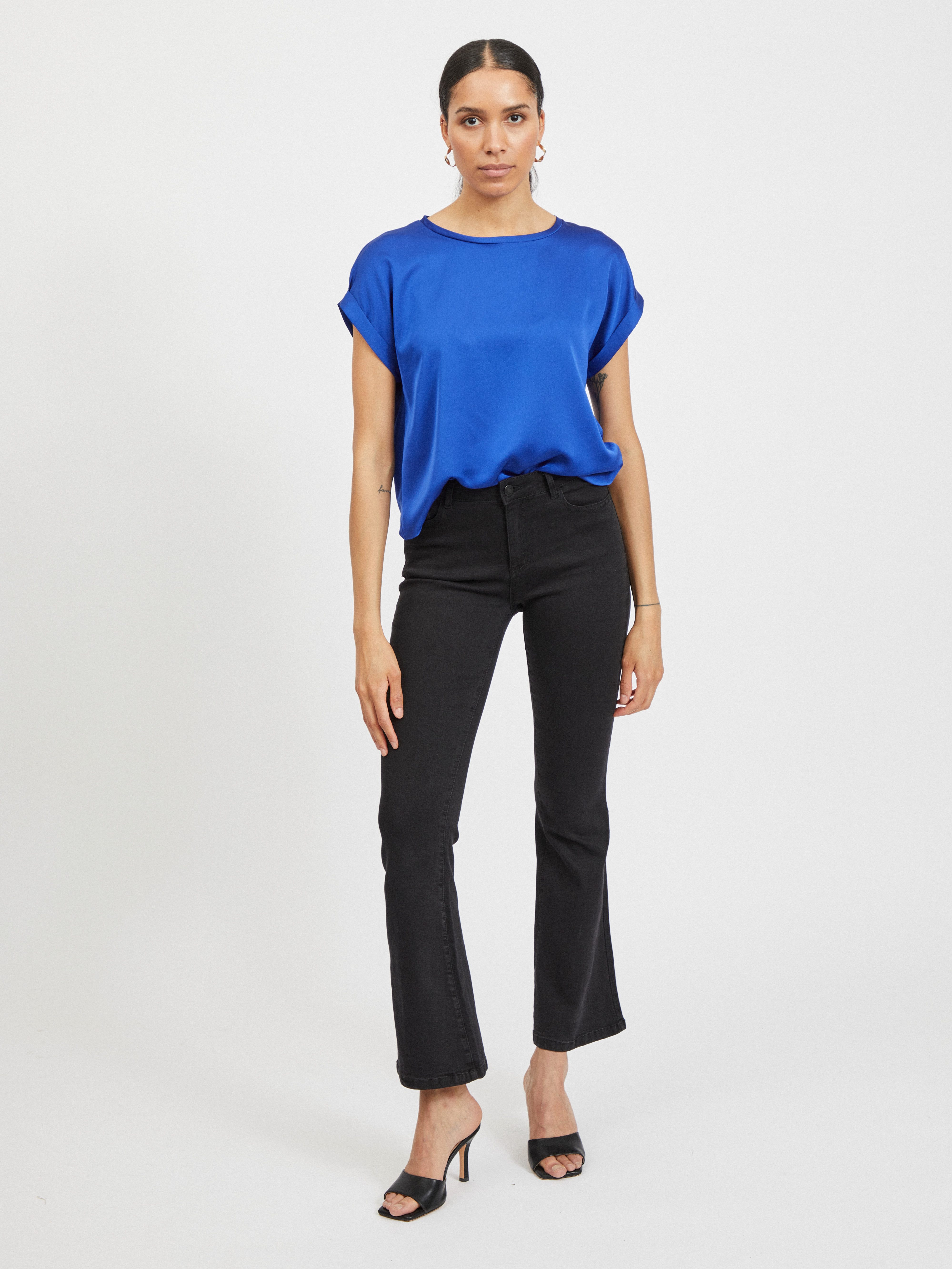 Vila Kurzarmshirt VIELLETTE S/S SATIN TOP - NOOS Kunstfaser, regular fit – Bild 3 von 5