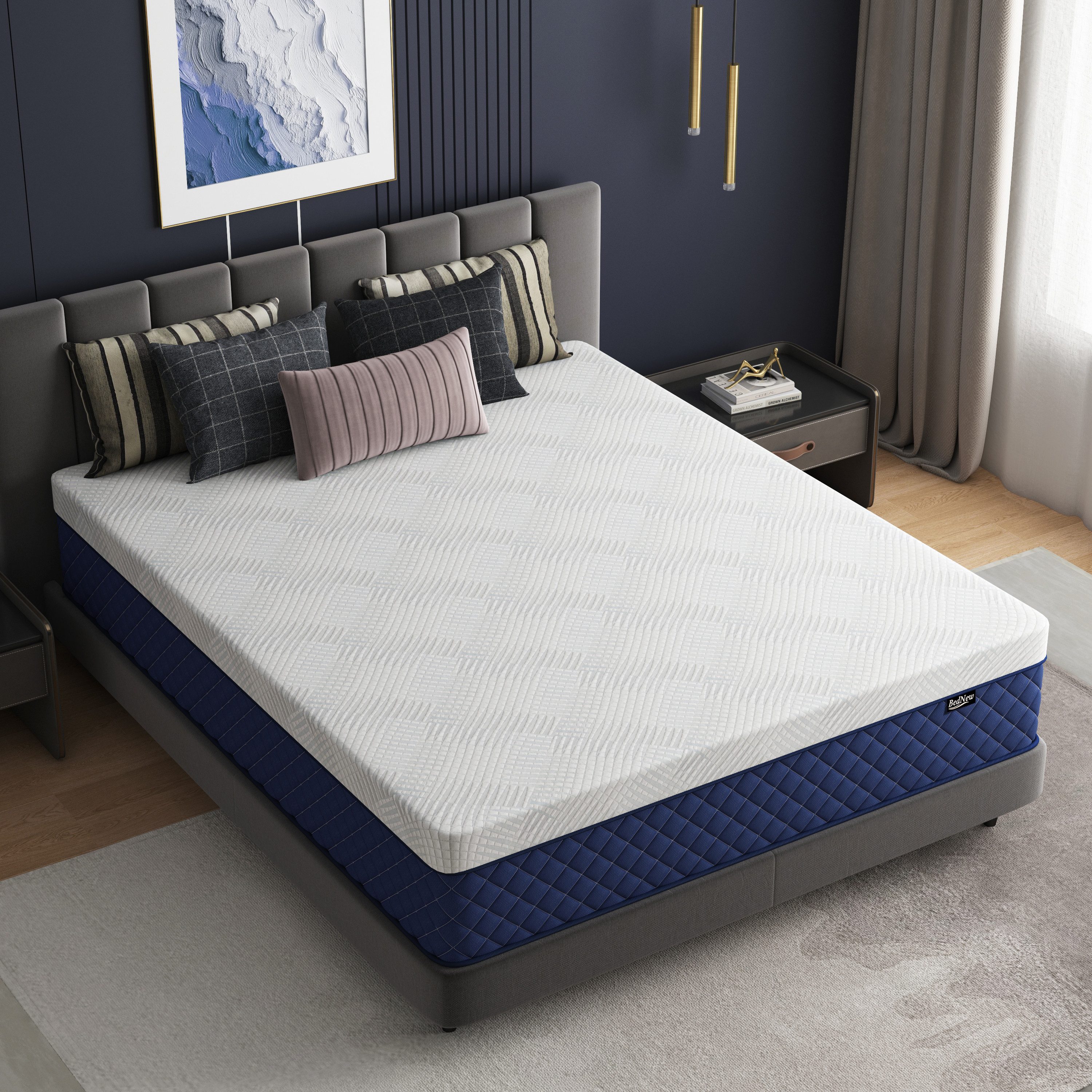 Taschenfederkernmatratze mit Comfort Memory-Schaum Schicht,180x200cm, H3 Höhe 29cm, Bednew, 29 cm hoch, Einseitig verwendbar,101Nächte Probeschlafen, Kühlungs-Schlaf
