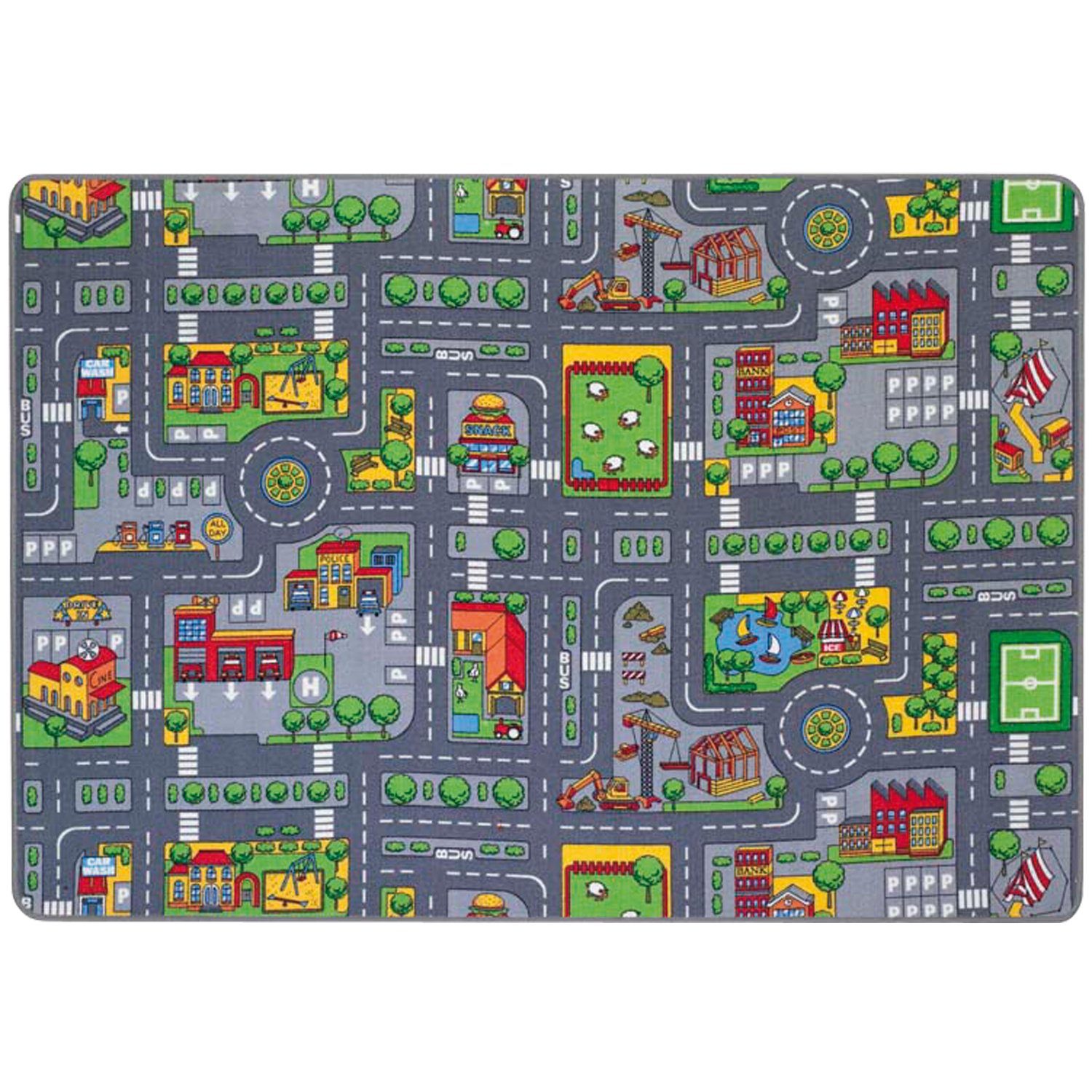 EDUPLAY Lernspielzeug Spielteppich Straßenverkehr, 140 x 200cm