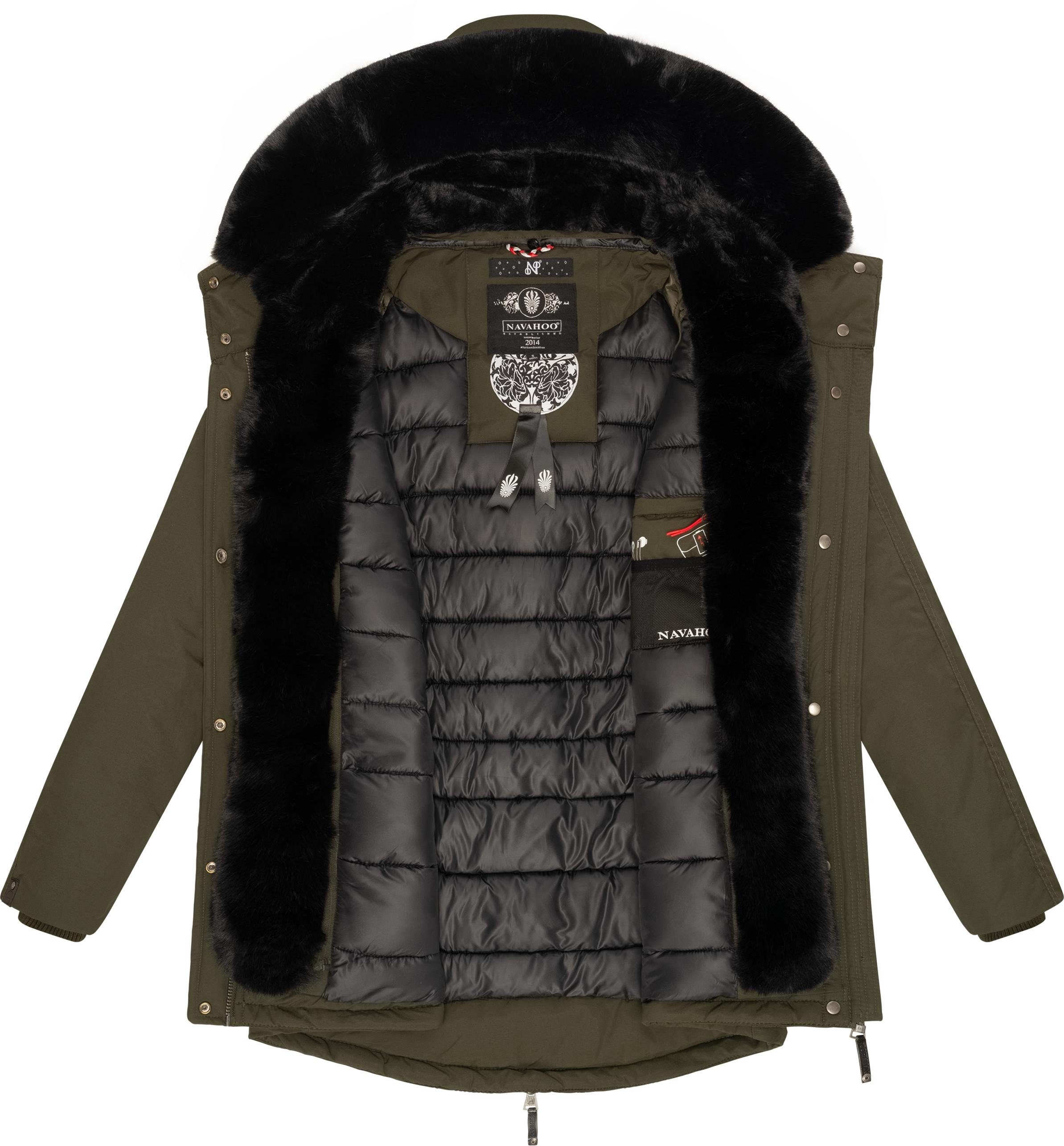 Navahoo Wintermantel Sweety Deluxe modischer Winterparka mit großer doppelter Kapuze