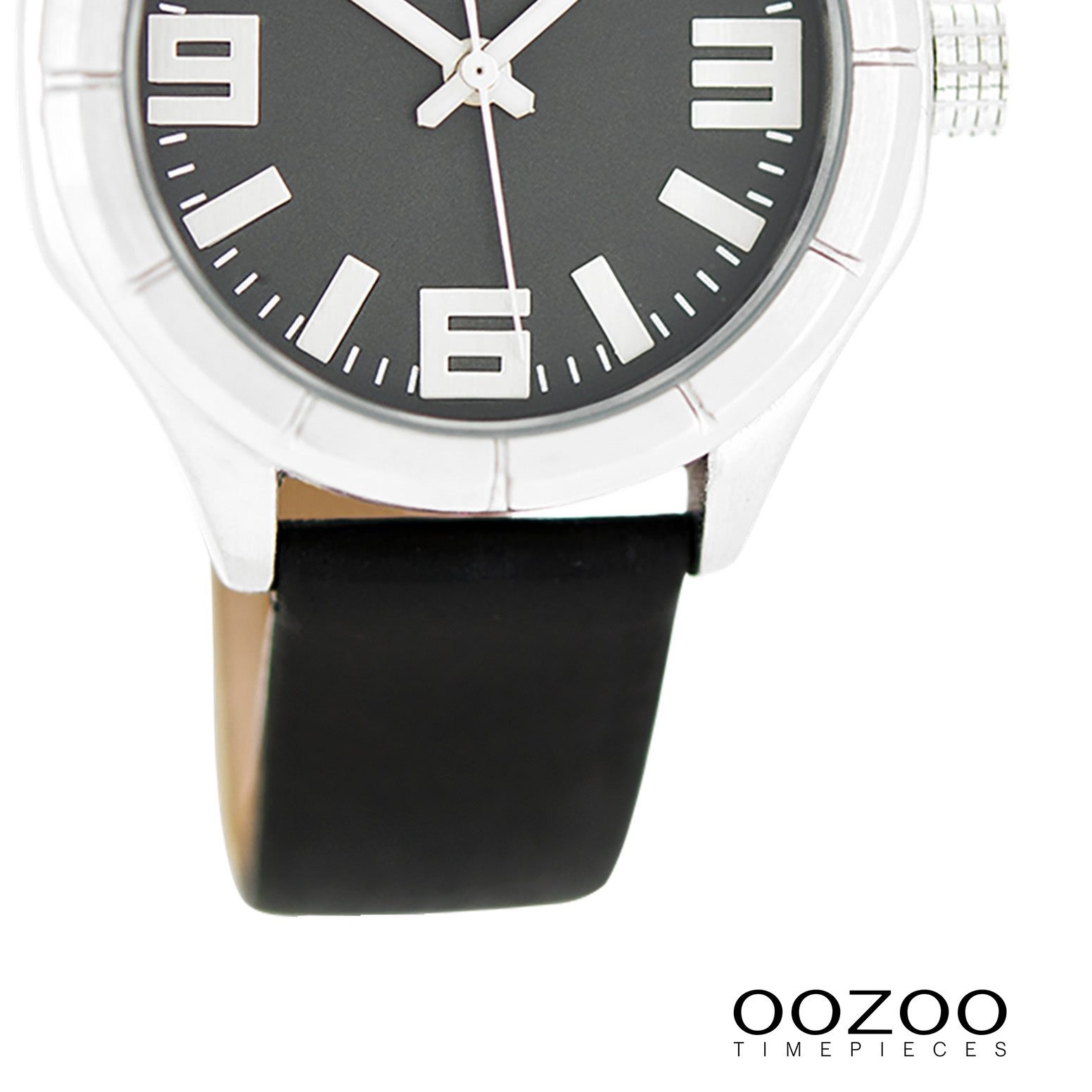 OOZOO Quarzuhr Oozoo Damen Armbanduhr schwarz Analog, (Analoguhr), Damenuhr rund, mittel (ca. 35mm) Lederarmband, Casual-Style