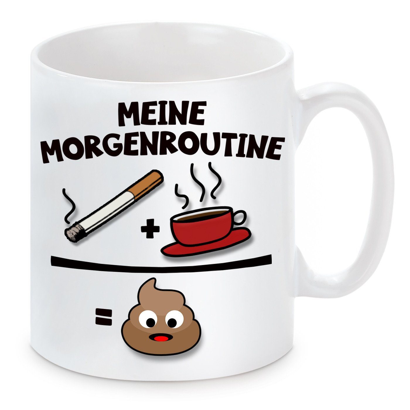 Herzbotschaft Morgenroutine, und Motiv spülmaschinenfest mikrowellengeeignet Kaffeebecher Kaffeetasse mit Meine Tasse Keramik,