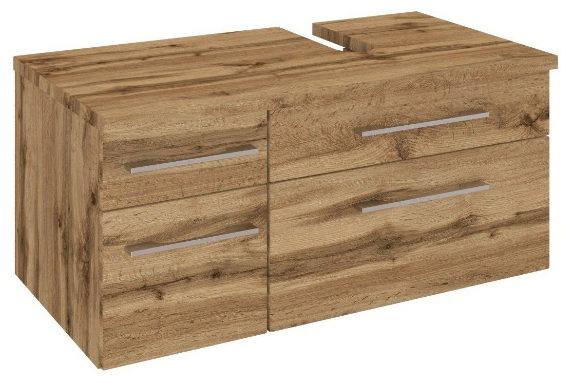 HELD MÖBEL Unterschrank Unterbeckenschrank Davos 90 cm (rechts) Wotaneiche/Wotaneiche
