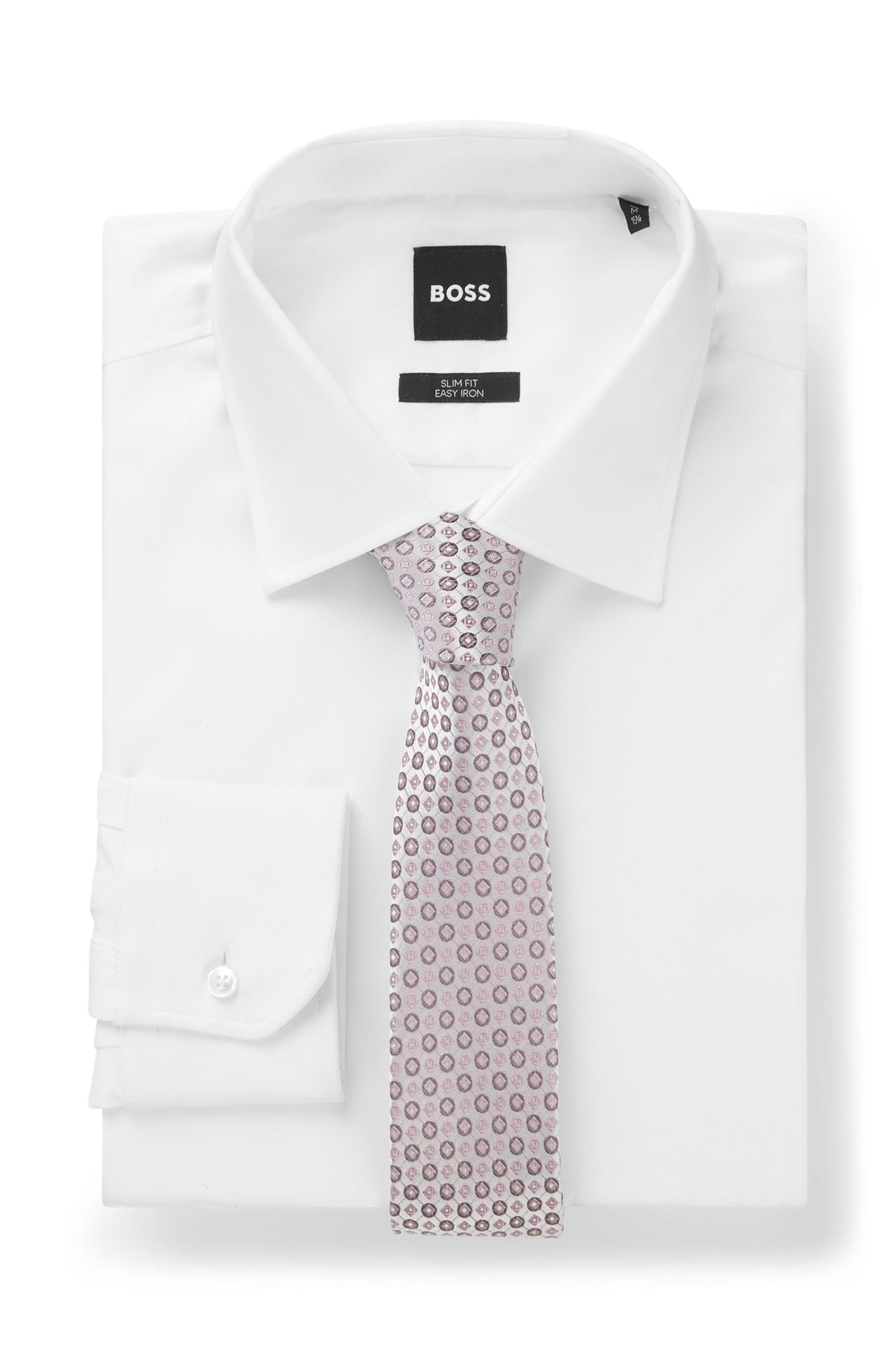BOSS Krawatte H-Tie 6 cm aus einem Seiden-Mix mit Jacquard-Muster – Bild 4 von 5