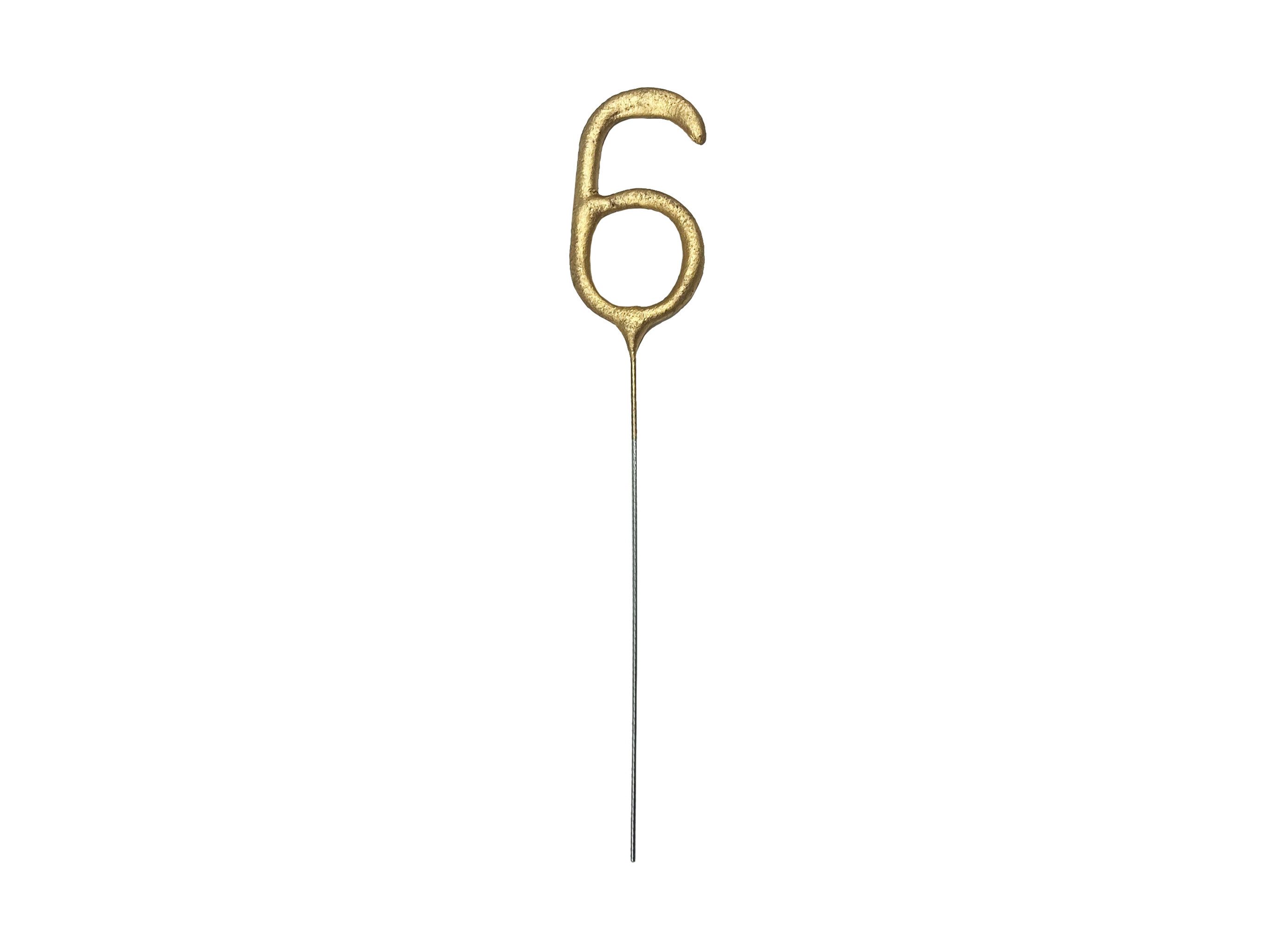partydeco Tortenstecker, Wunderkerze Geburtstag 15cm Zahl 6 Gold 1 Stück
