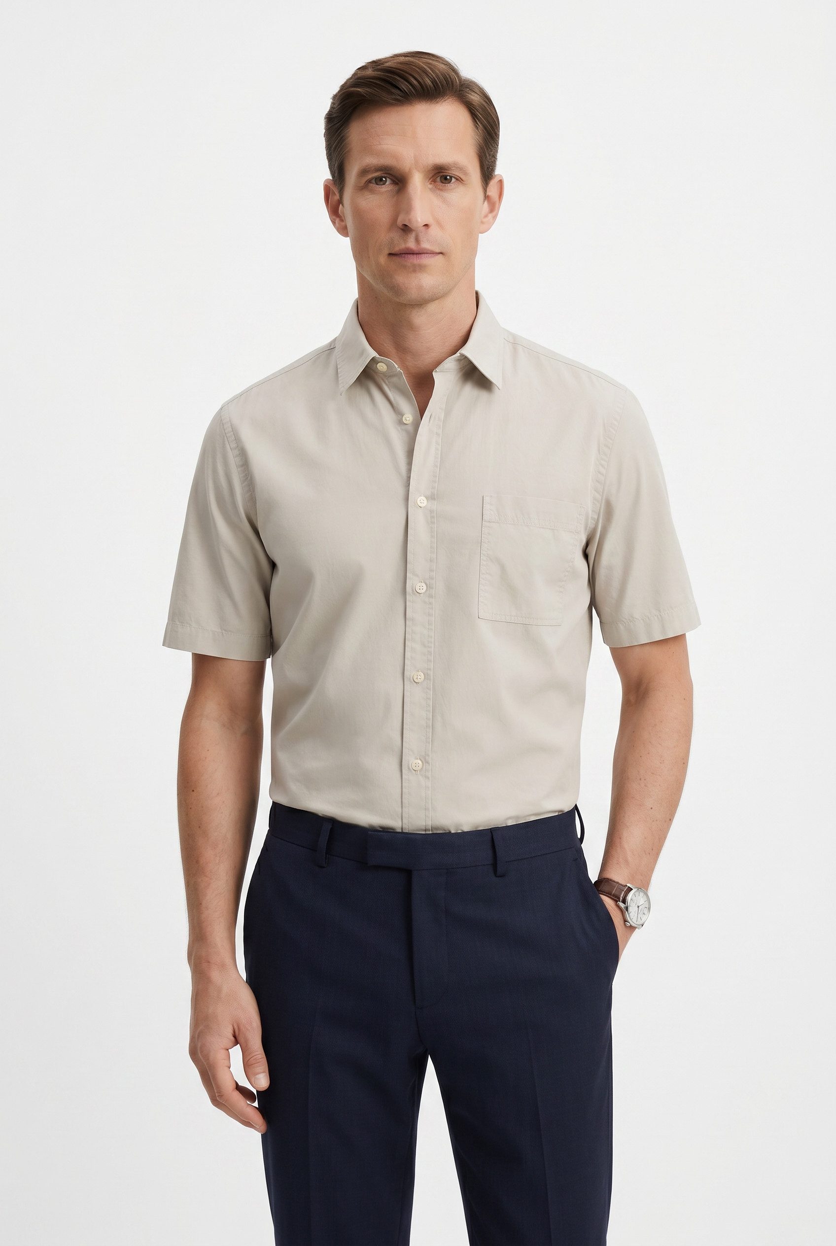 BOSS ORANGE Kurzarmhemd Regular Fit, Kentkragen, Kurzarm