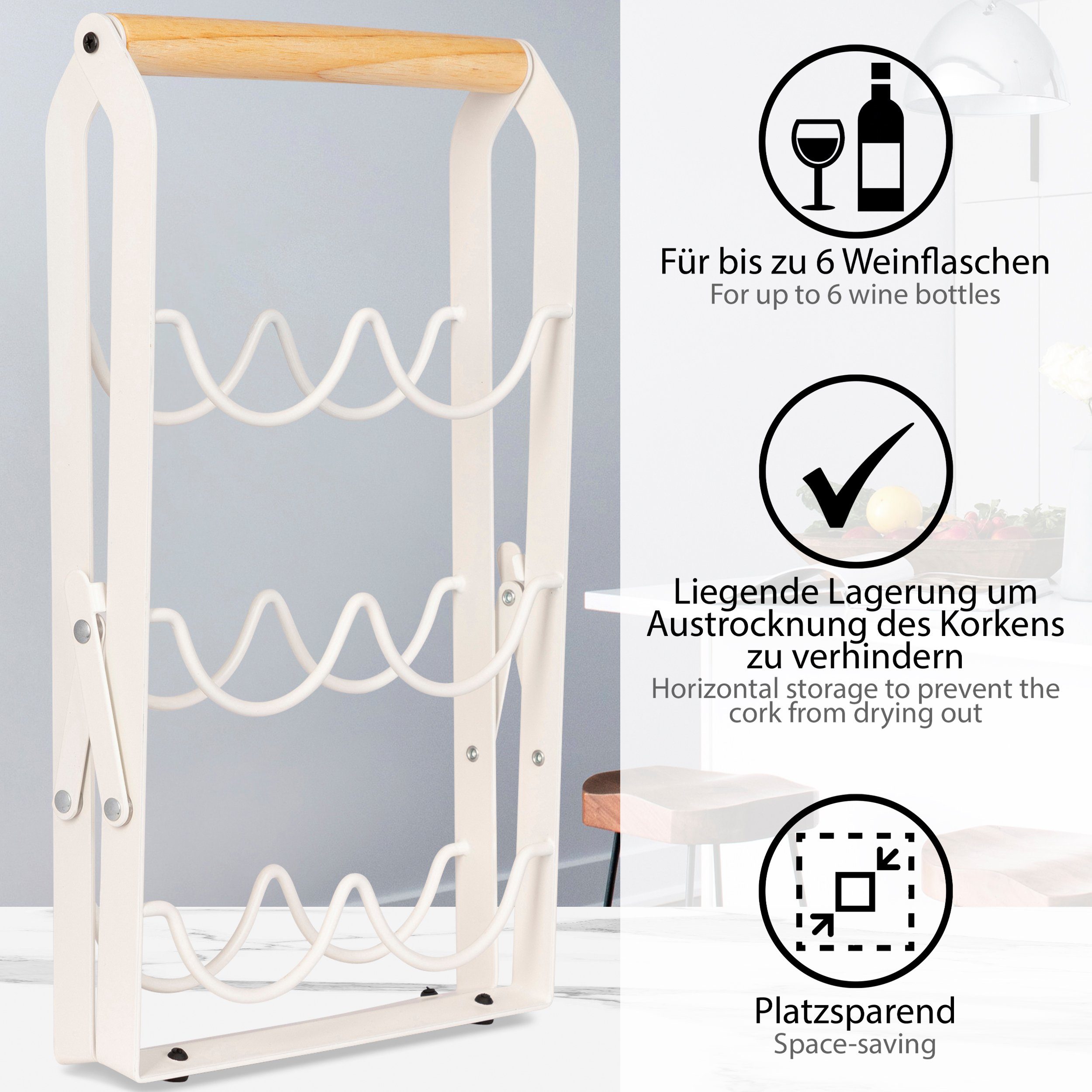 ONVAYA Weinregal Weinregal aus Metall, Weinständer schmal, Flaschenregal – Bild 3 von 5