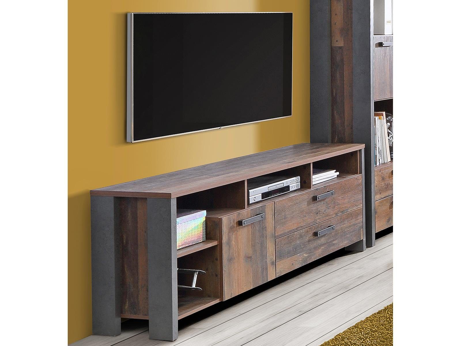TV-Schrank Spanplatte Lowboard TV Möbel Fernseher Schrank mit Fächern Sideboard 